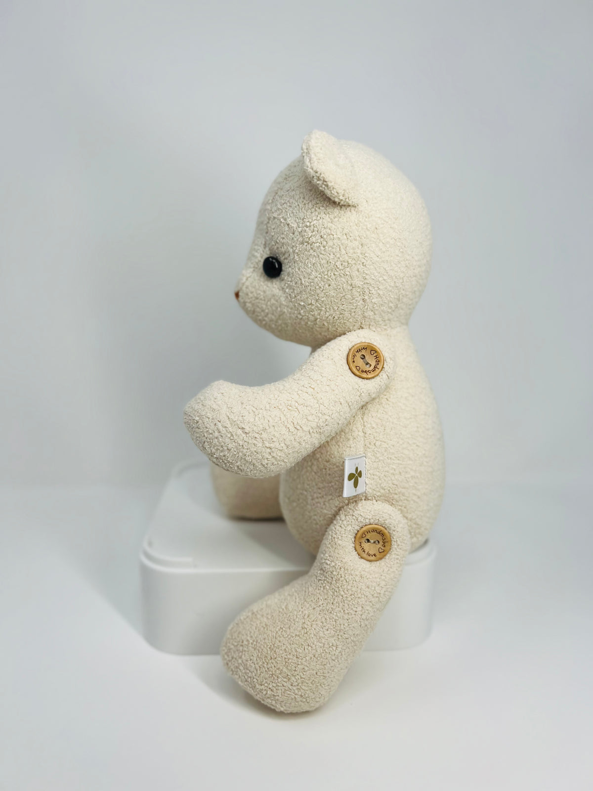 Mini Cream Bouclé Velvet Teddy Bear