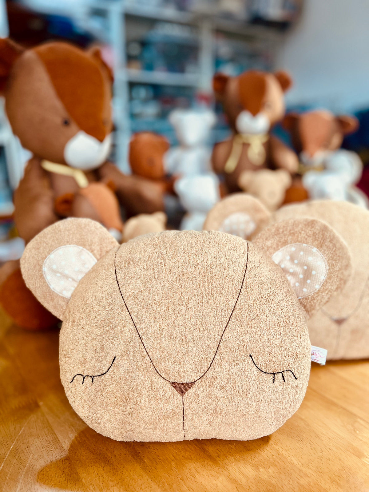 Handmade Teddy Bear Cushion for Nursery Décor