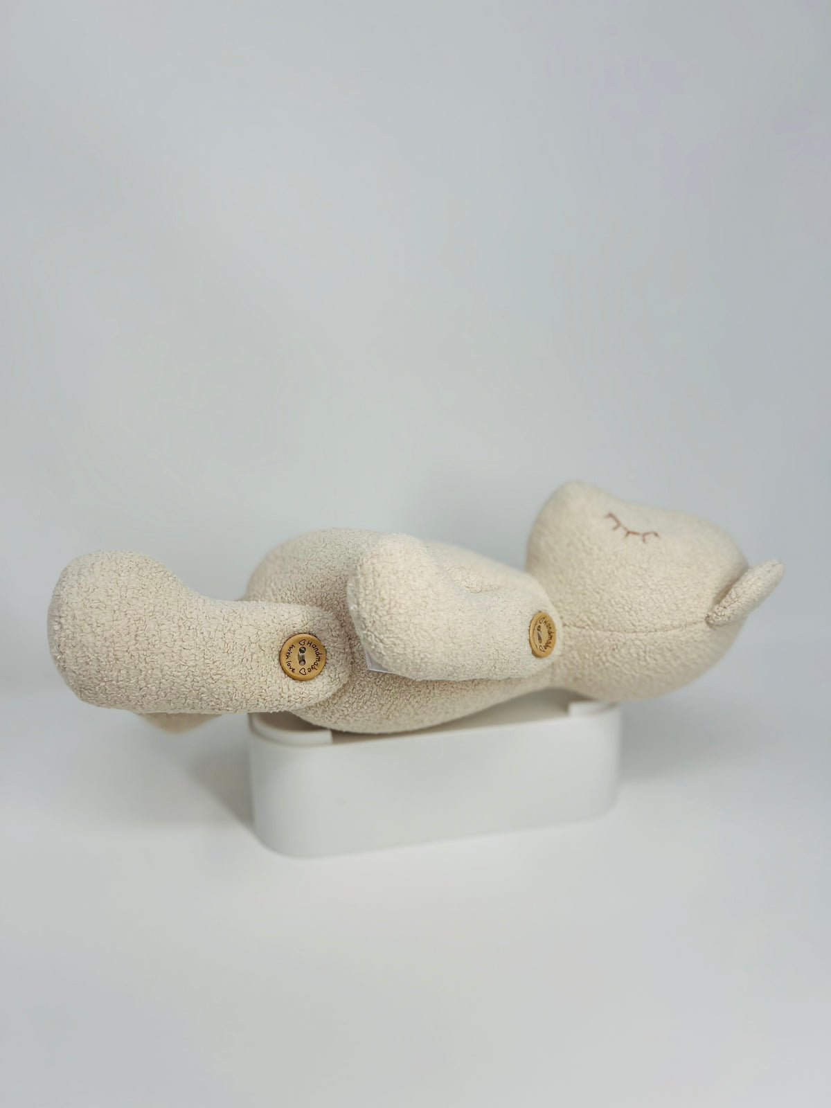 Mini Cream Bouclé Teddy Bear with Sleeping Eyes