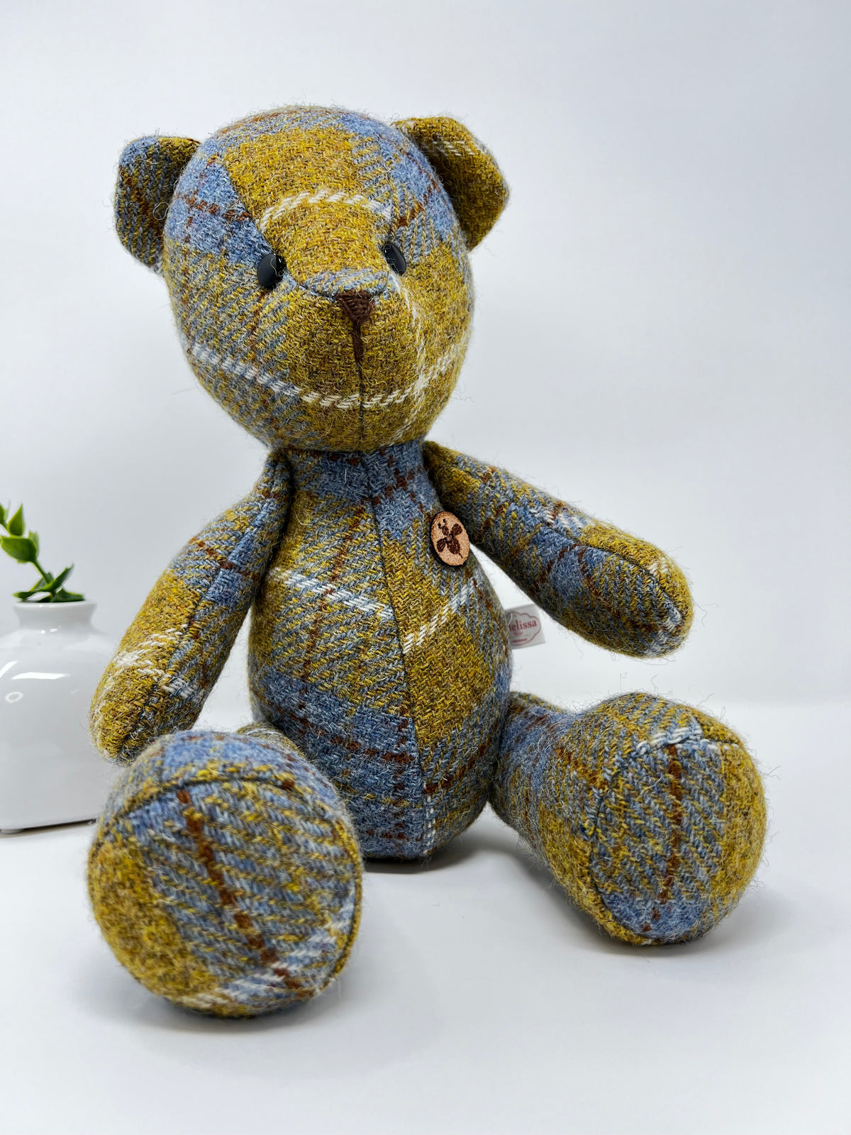 Blue Mustard Harris Tweed Teddy Bear