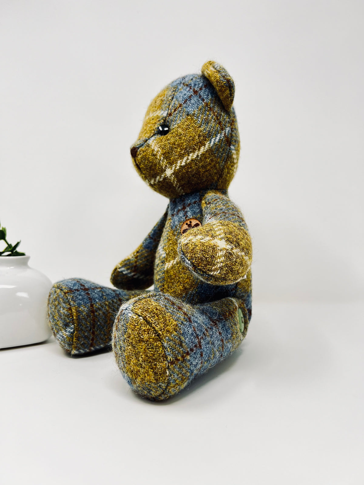 Blue Mustard Harris Tweed Teddy Bear