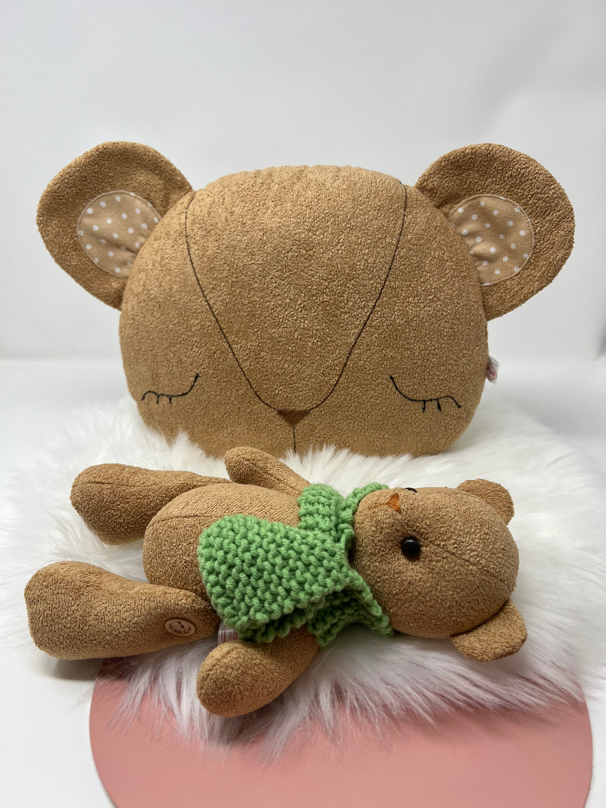 Brown Bouclé Teddy Bear & Cushion Bundle