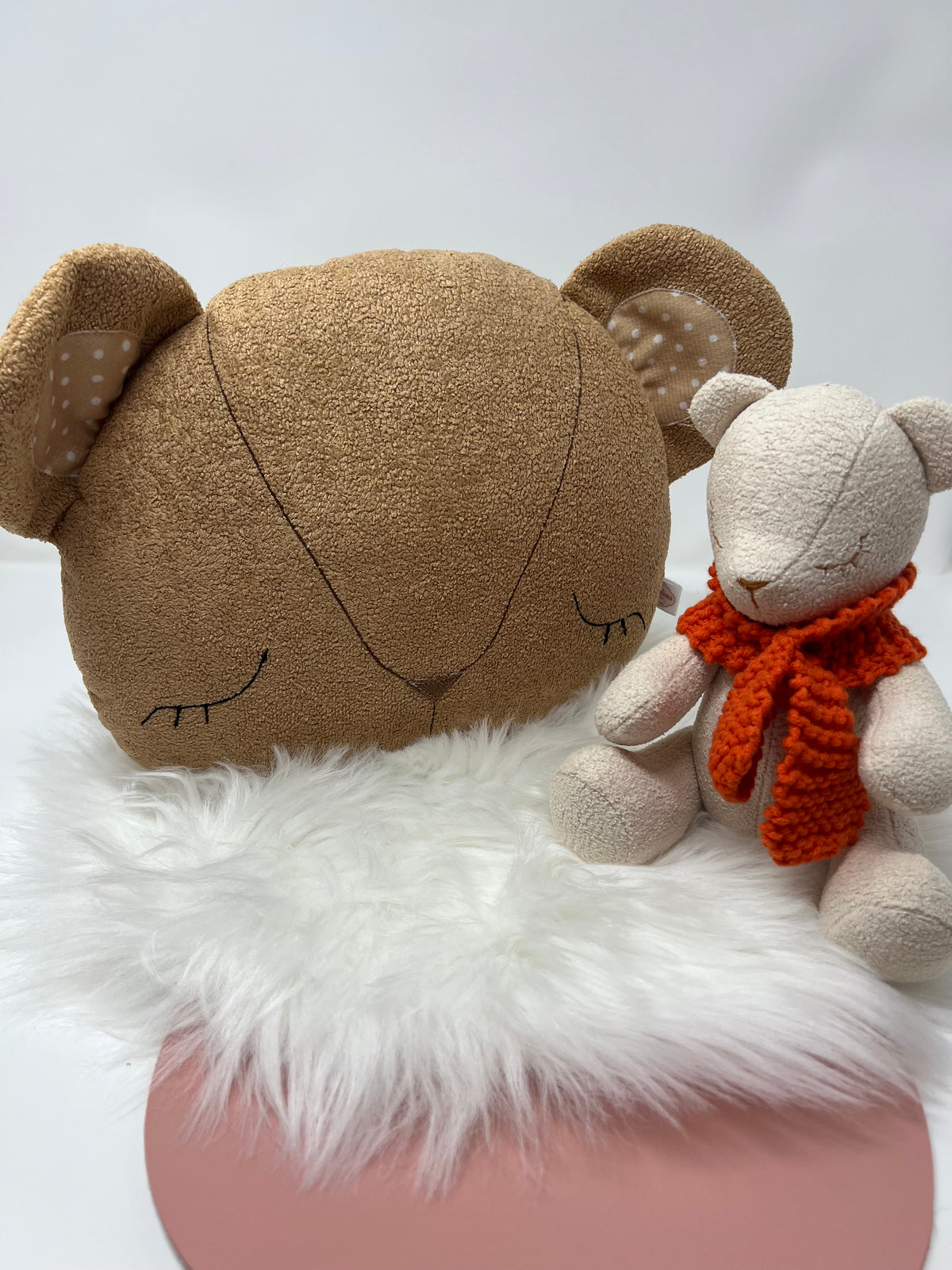 Cream Sleeping Teddy Bear & Cushion Bundle