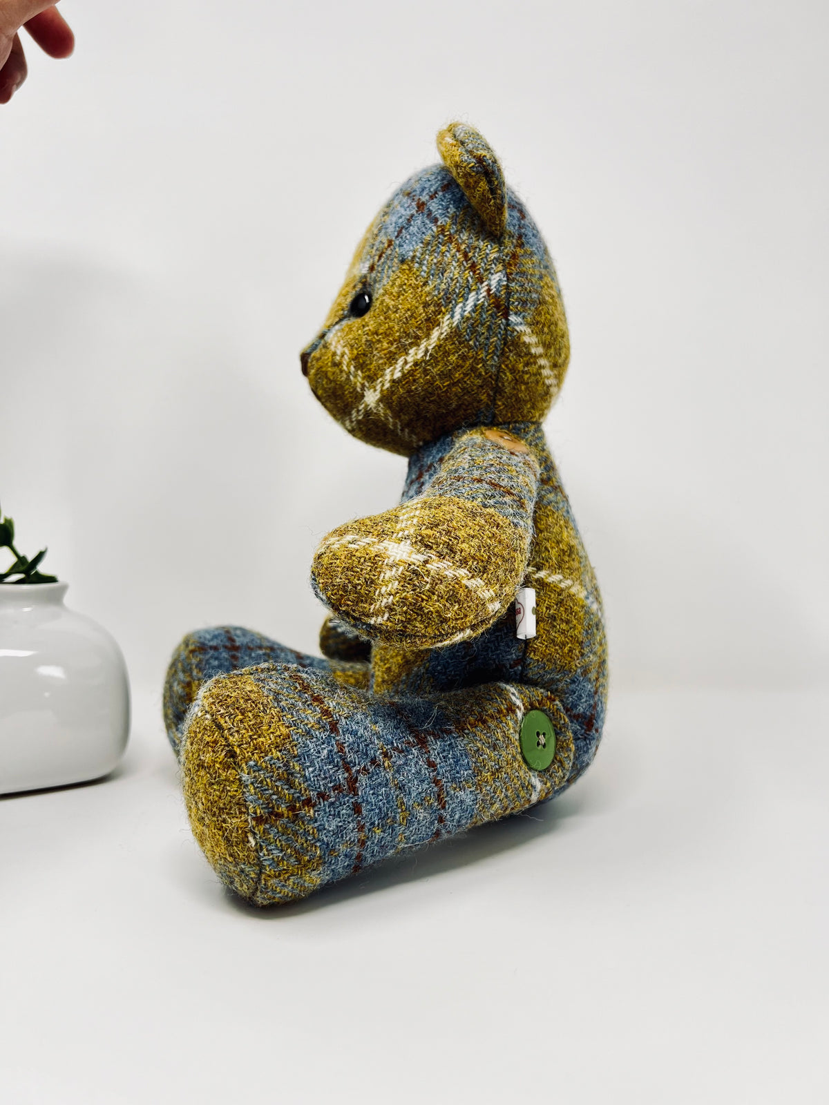 Blue Mustard Harris Tweed Teddy Bear
