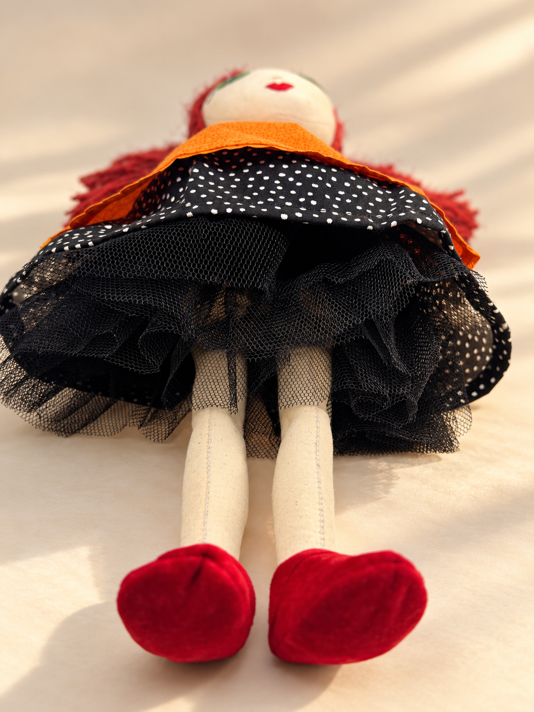 Handmade Witch Doll with Broom & Hat — 17″