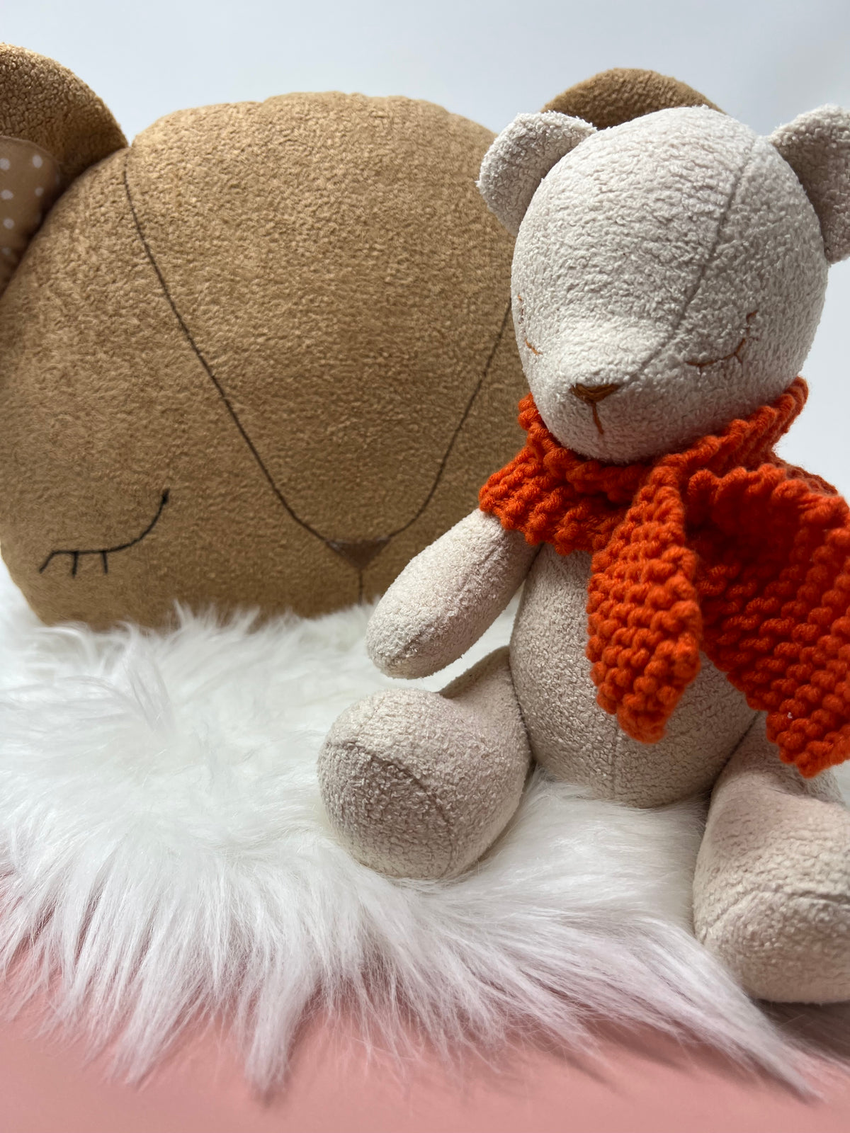 Cream Sleeping Teddy Bear & Cushion Bundle