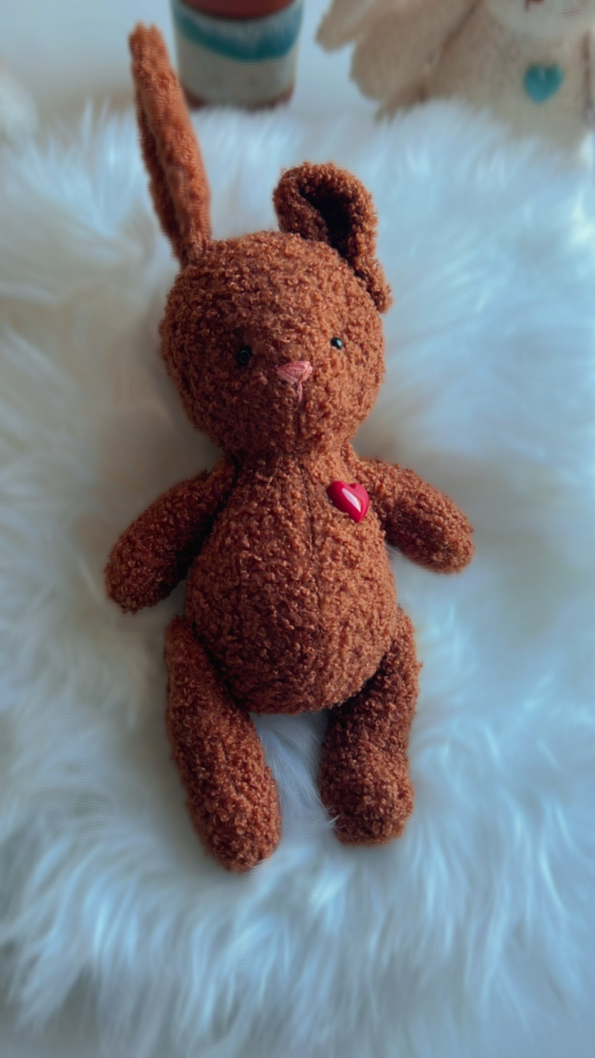 Little Brown Handmade Bunny with Floppy Ear