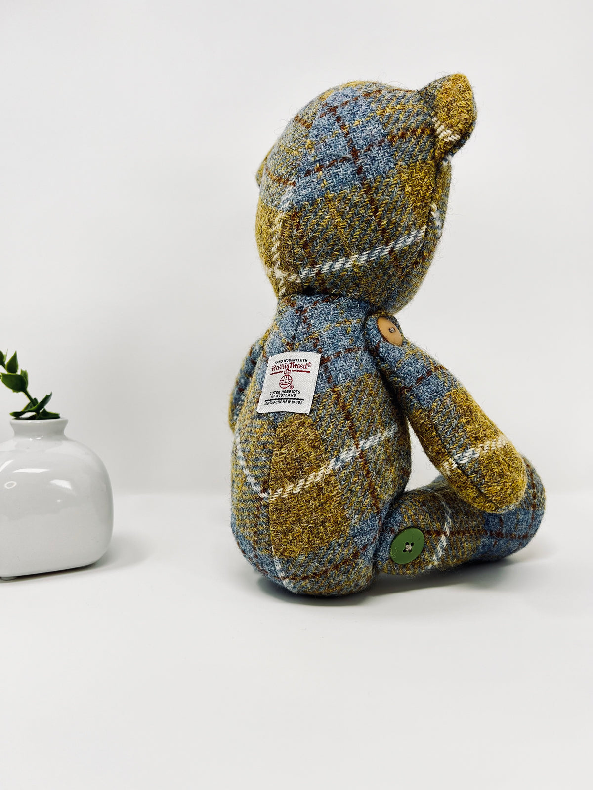 Blue Mustard Harris Tweed Teddy Bear