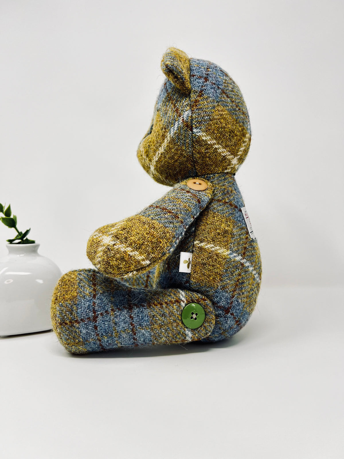 Blue Mustard Harris Tweed Teddy Bear