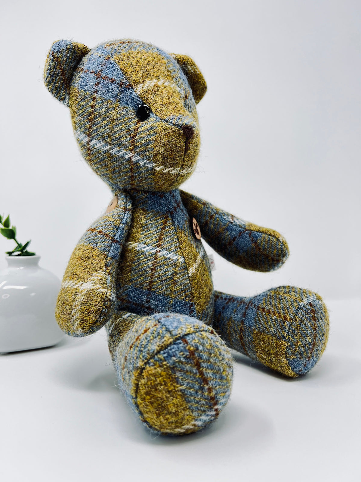 Blue Mustard Harris Tweed Teddy Bear