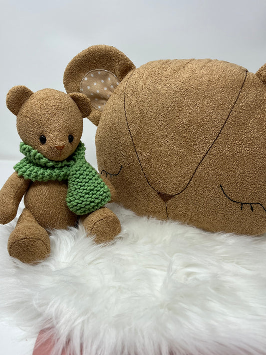 Brown Bouclé Teddy Bear & Cushion Bundle