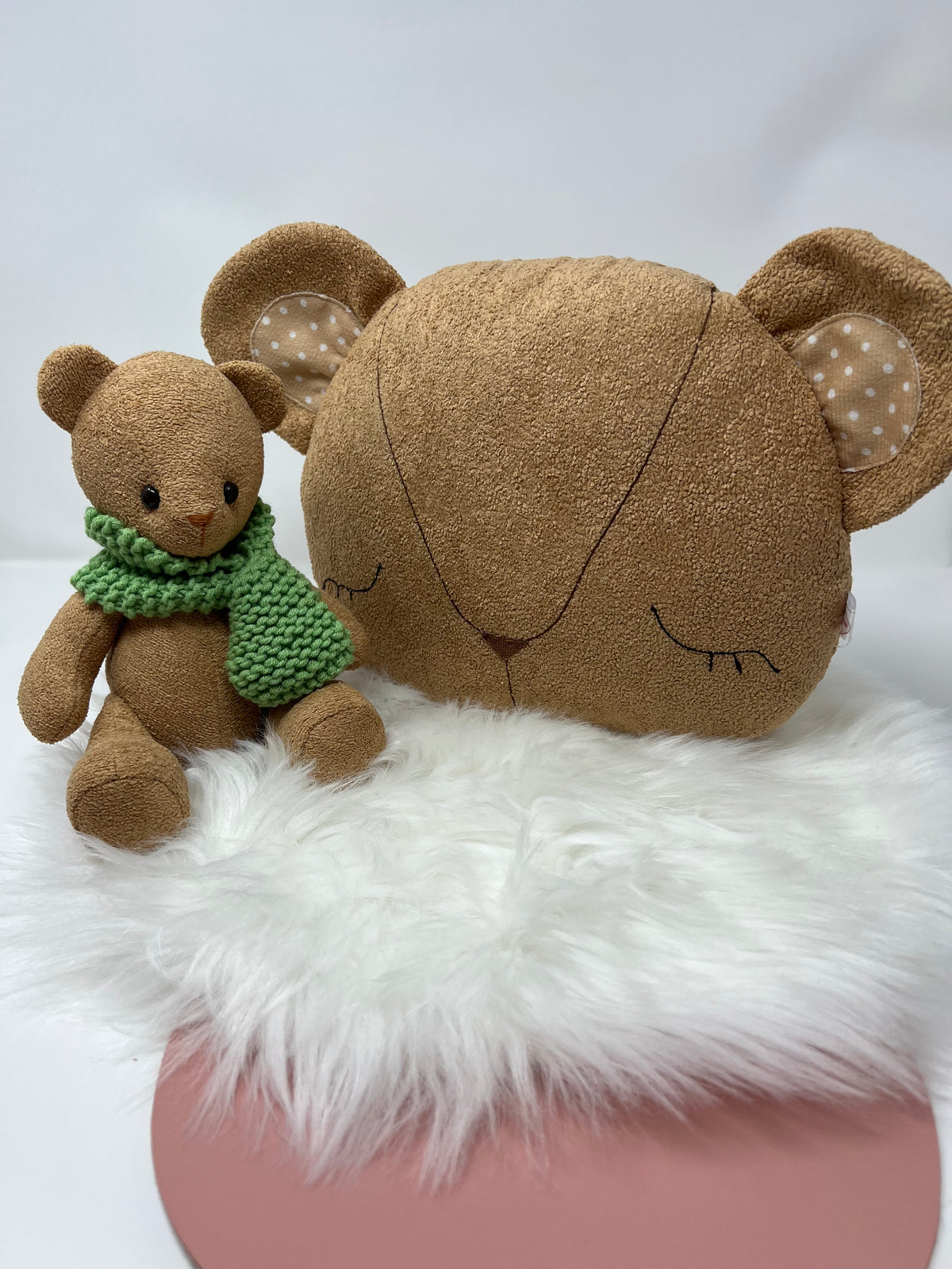 Brown Bouclé Teddy Bear & Cushion Bundle