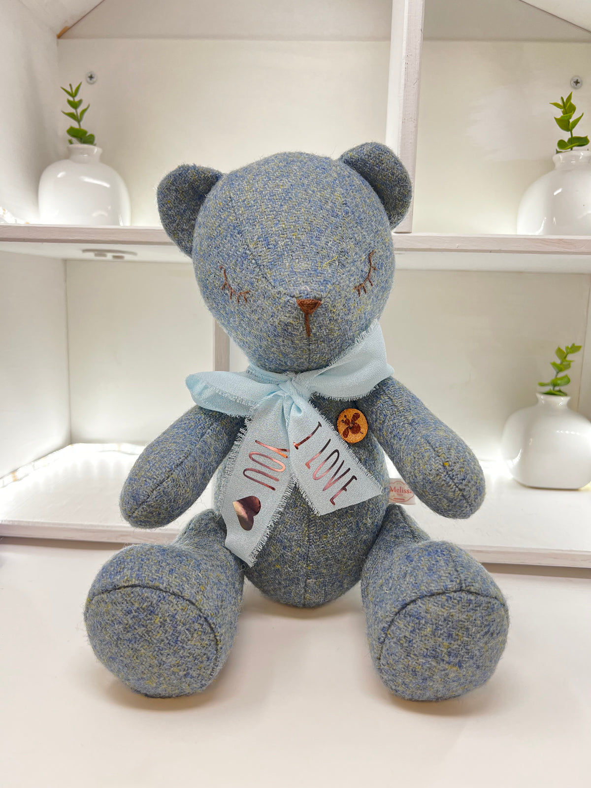 Blue Harris Tweed Handmade Teddy Bear