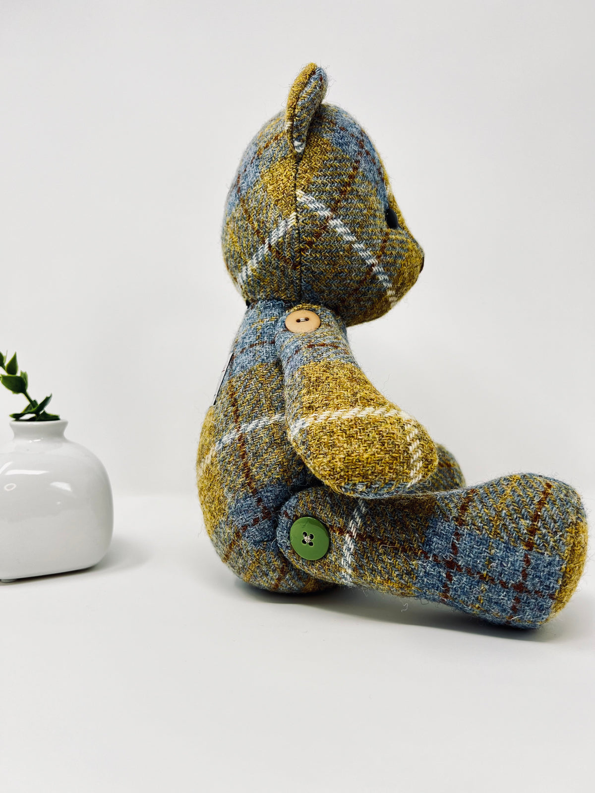 Blue Mustard Harris Tweed Teddy Bear