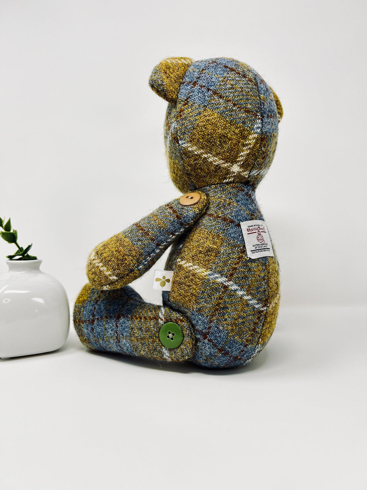 Blue Mustard Harris Tweed Teddy Bear