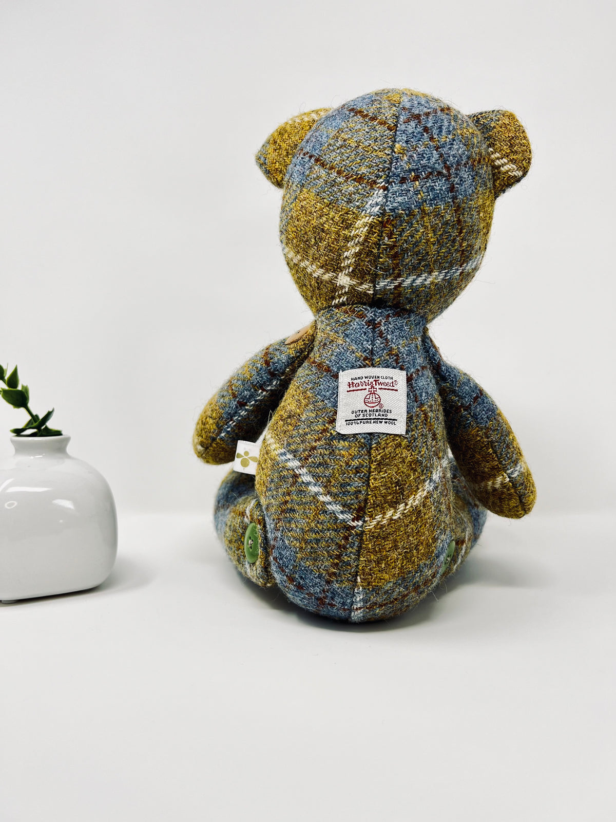 Blue Mustard Harris Tweed Teddy Bear