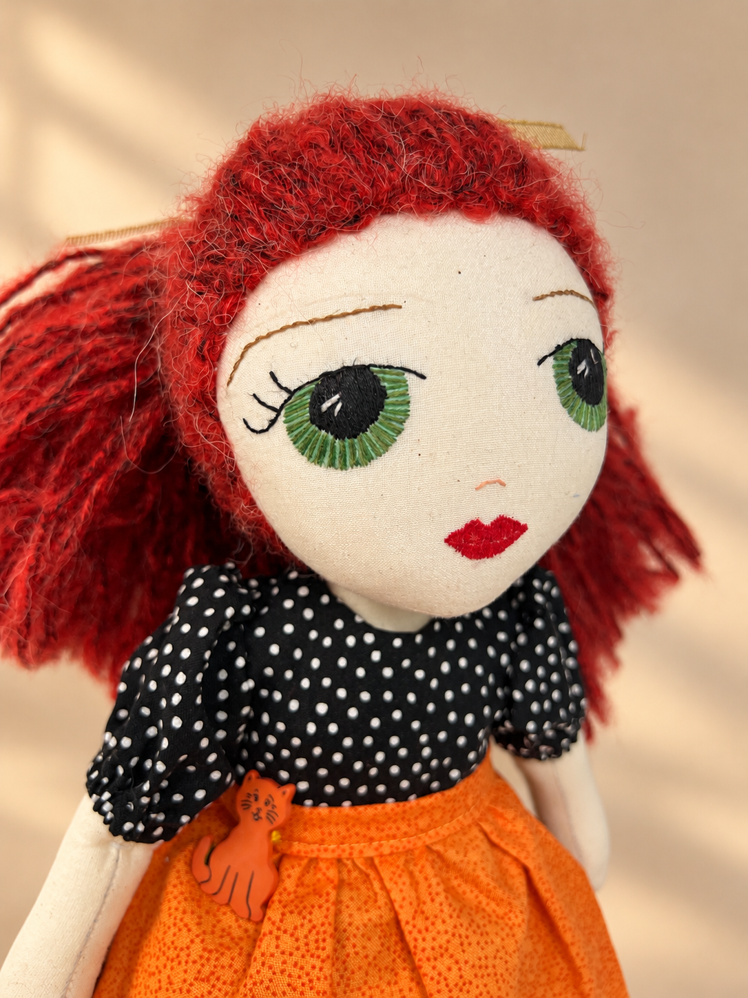 Handmade Witch Doll with Broom & Hat — 17″