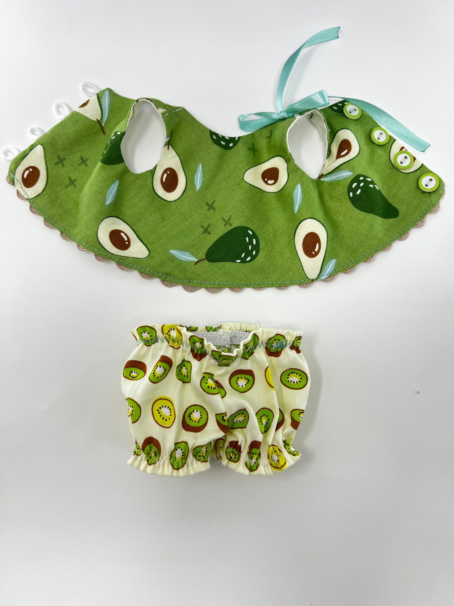 Cute Hugs Handmade Bear in Green Avocado Dress