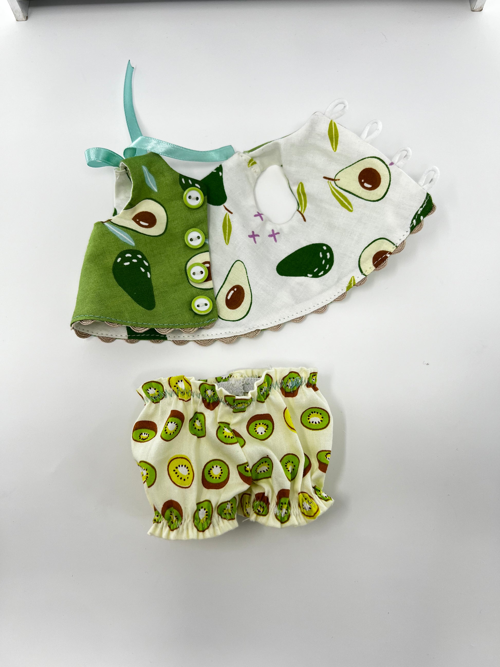 Cute Hugs Handmade Bear in Green Avocado Dress