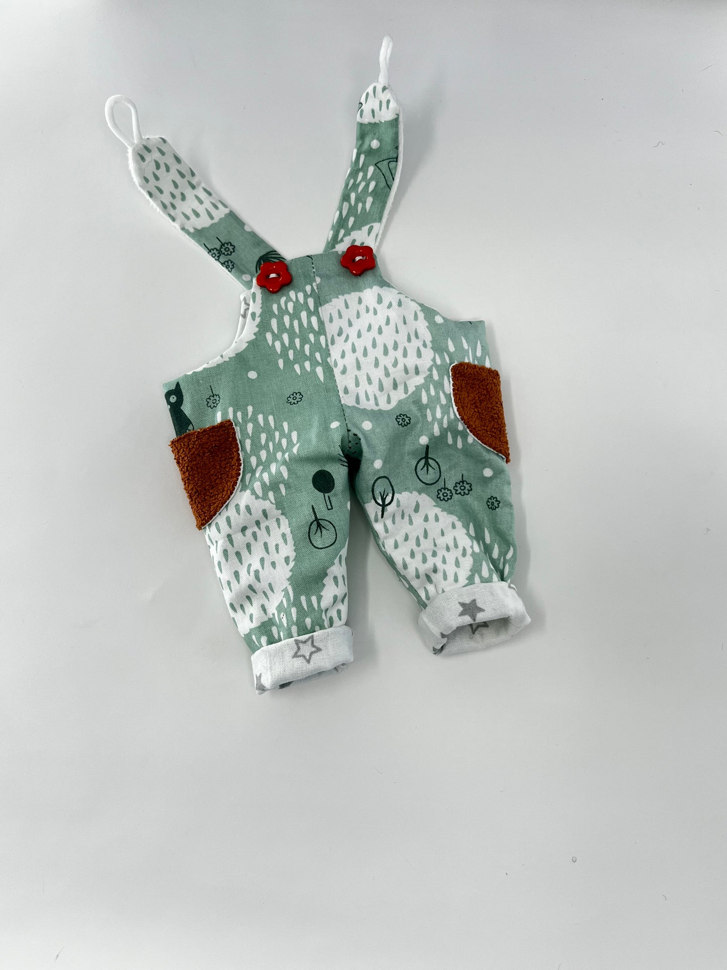 Cute Hugs Bear in Green Dungarees with Orange Flowers
