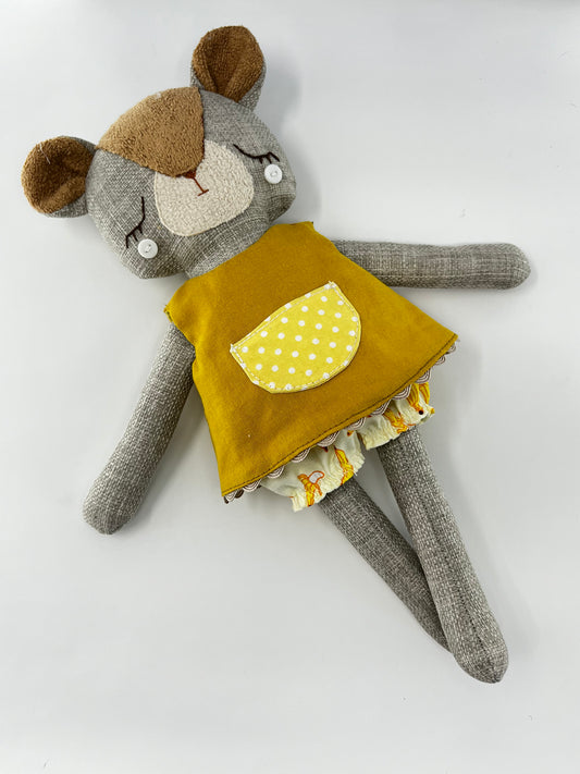 Cute Hugs Handmade Bear in Yellow Dress