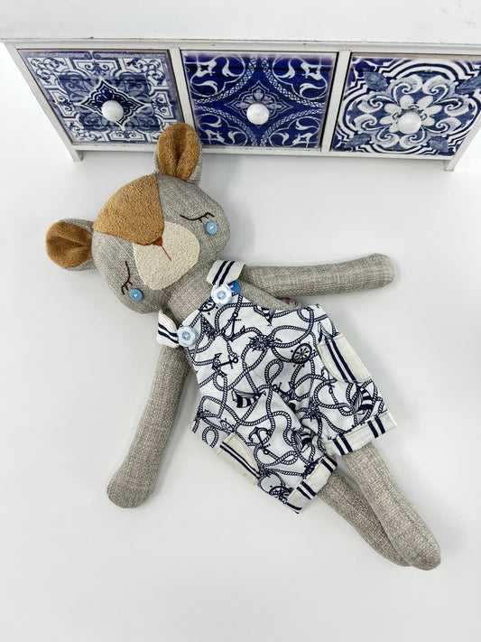 Cute Hugs Handmade Bear with Two Blue Dungarees
