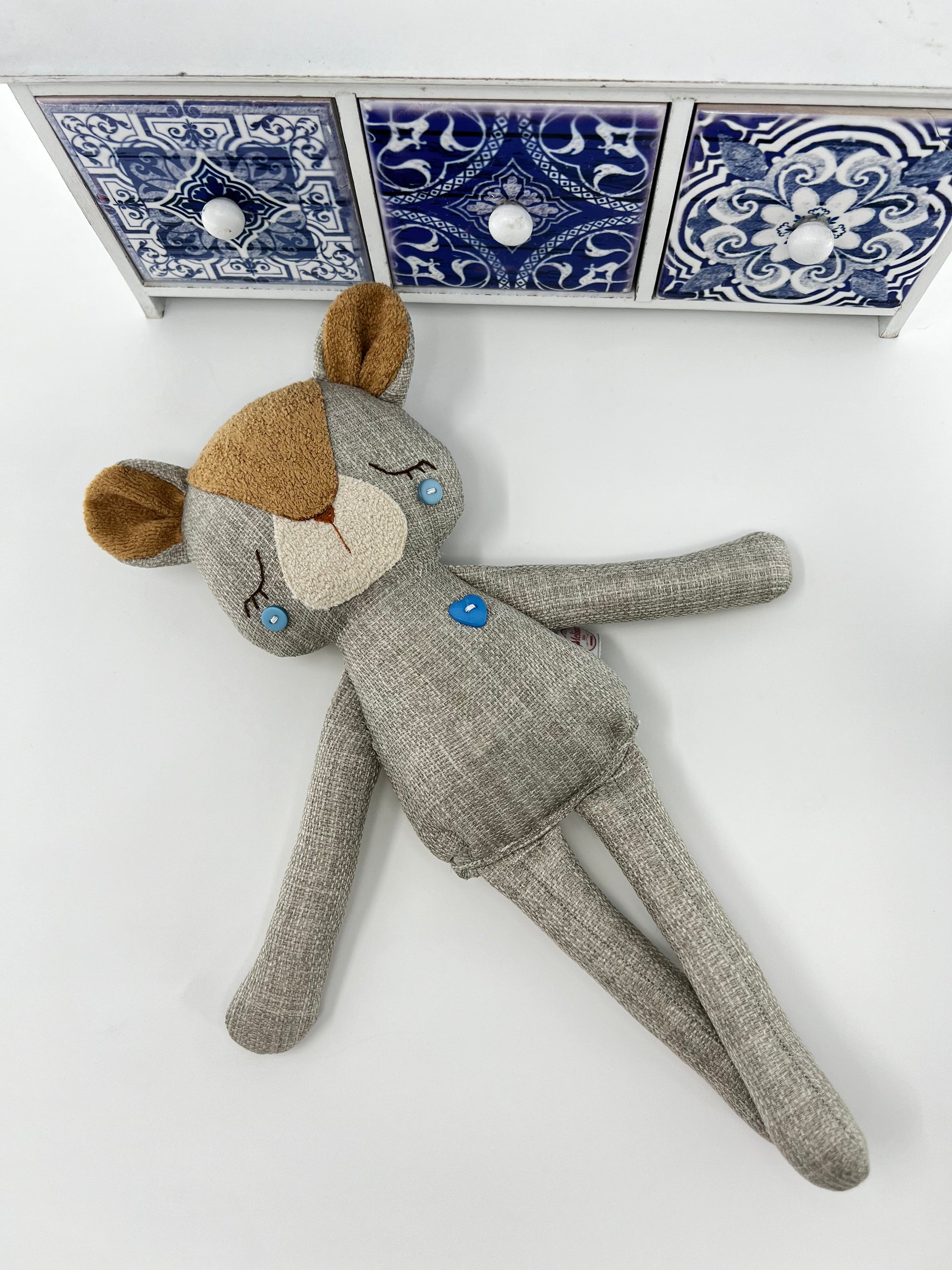 Cute Hugs Handmade Bear with Two Blue Dungarees