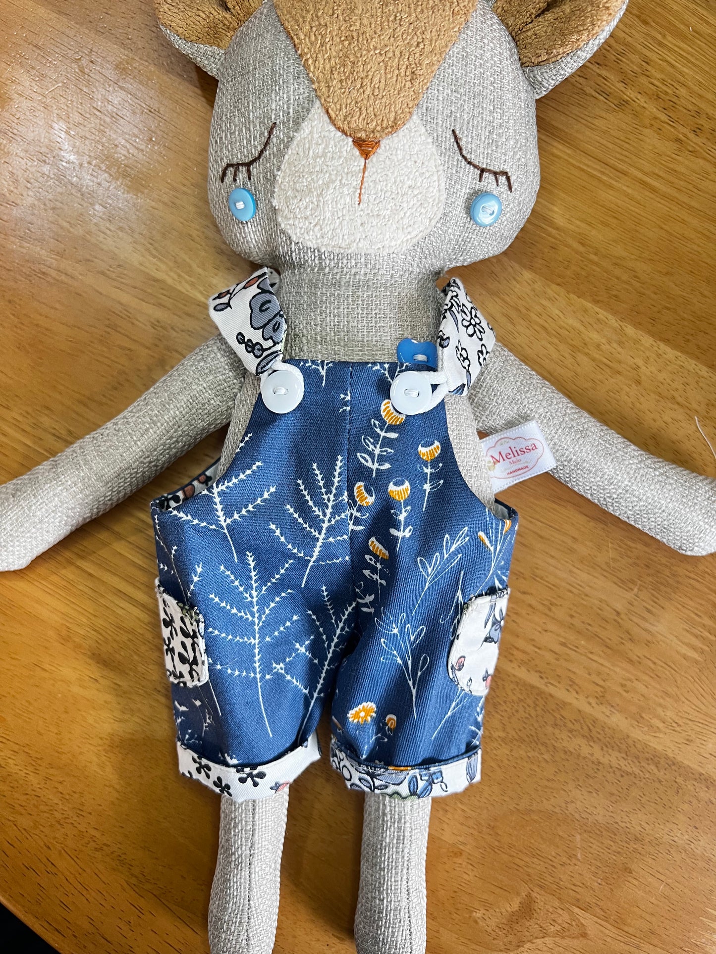 Cute Hugs Handmade Bear with Two Blue Dungarees