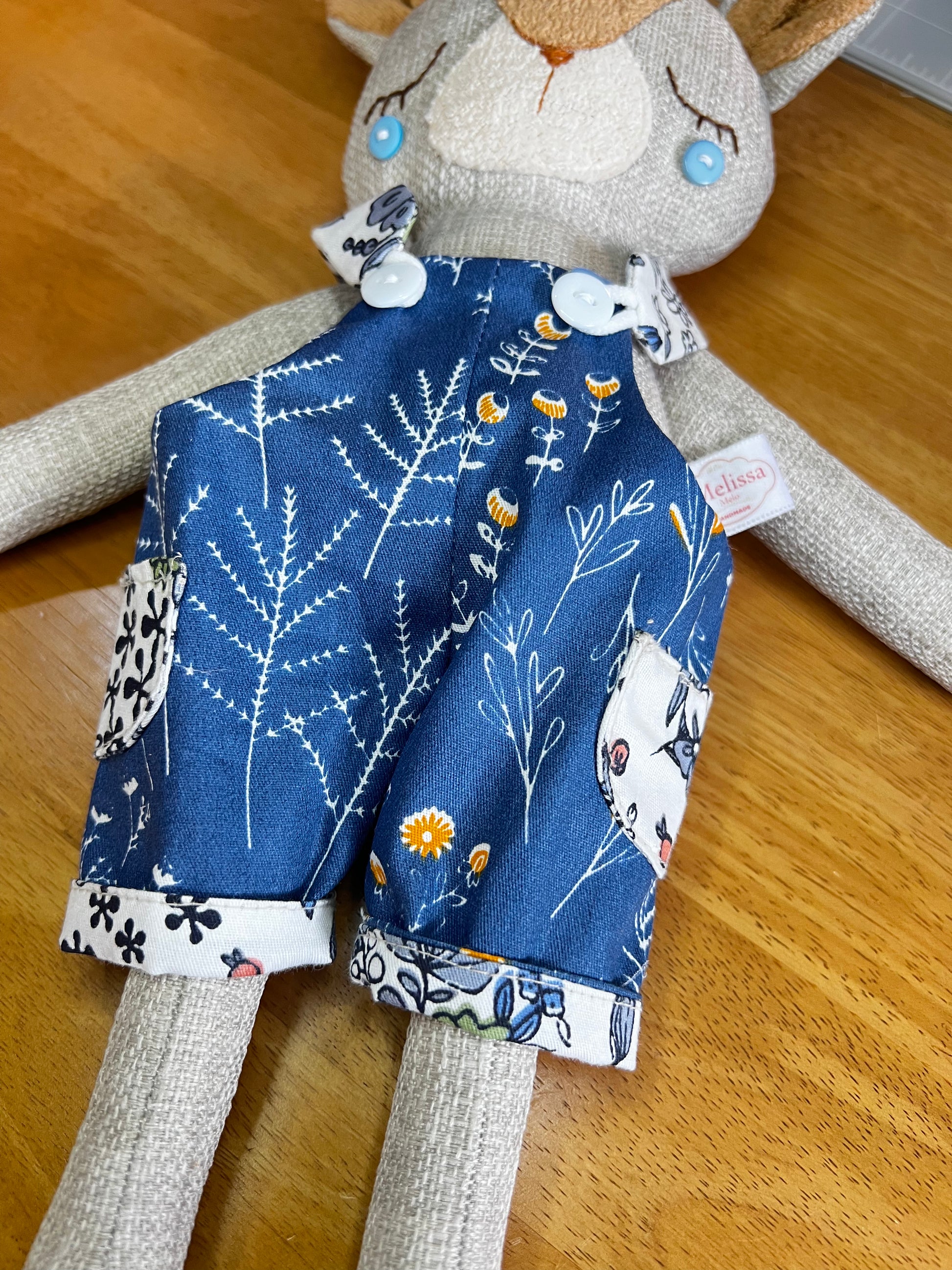 Cute Hugs Handmade Bear with Two Blue Dungarees
