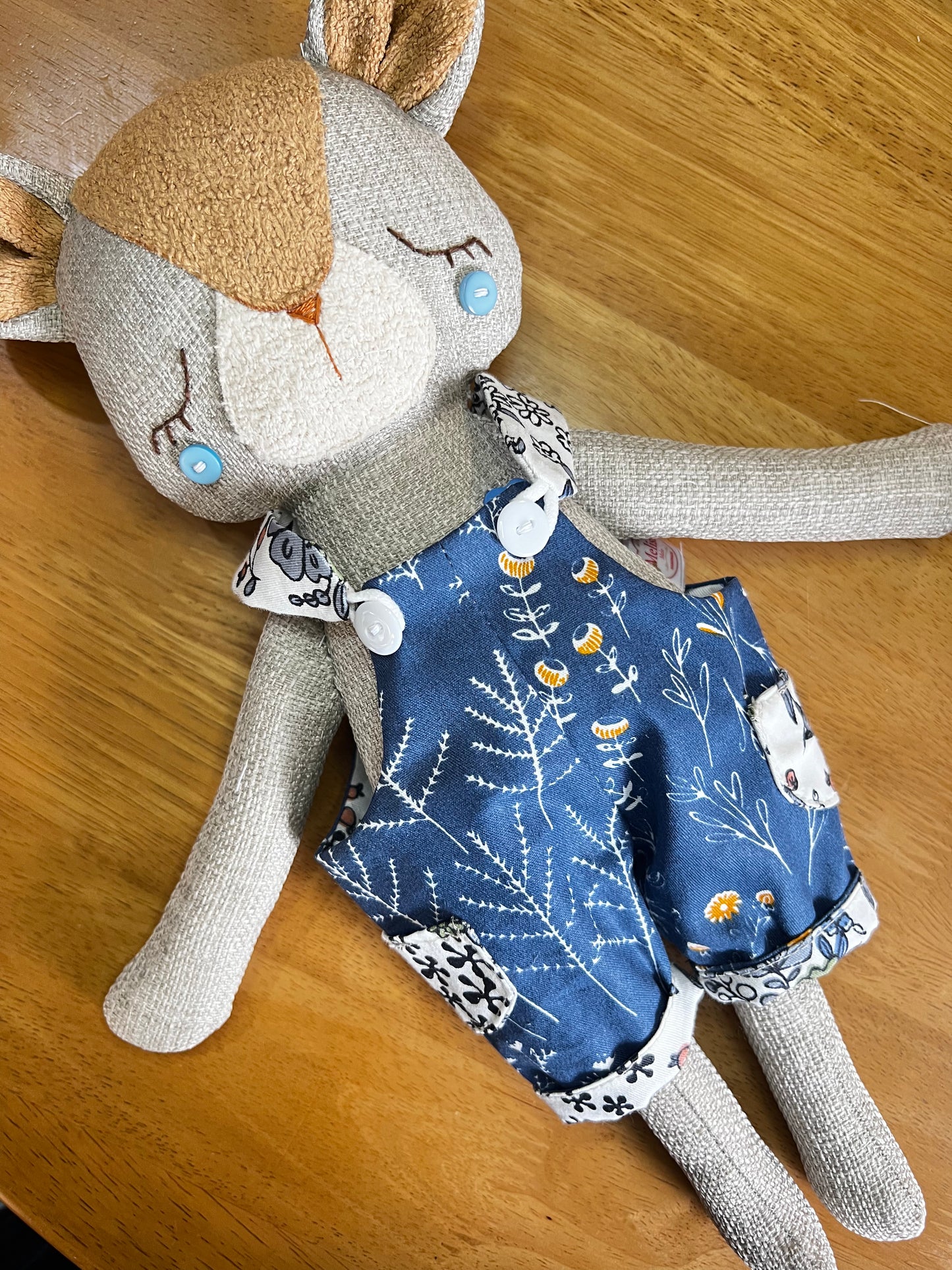 Cute Hugs Handmade Bear with Two Blue Dungarees
