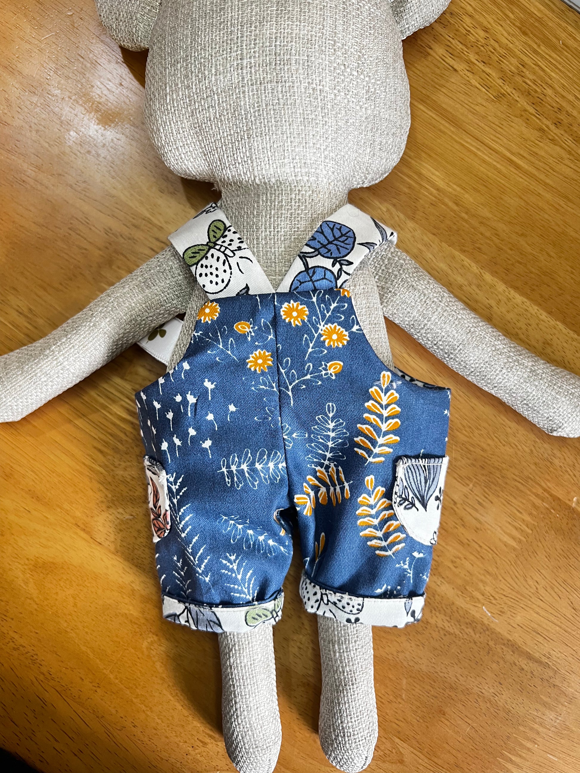 Cute Hugs Handmade Bear with Two Blue Dungarees