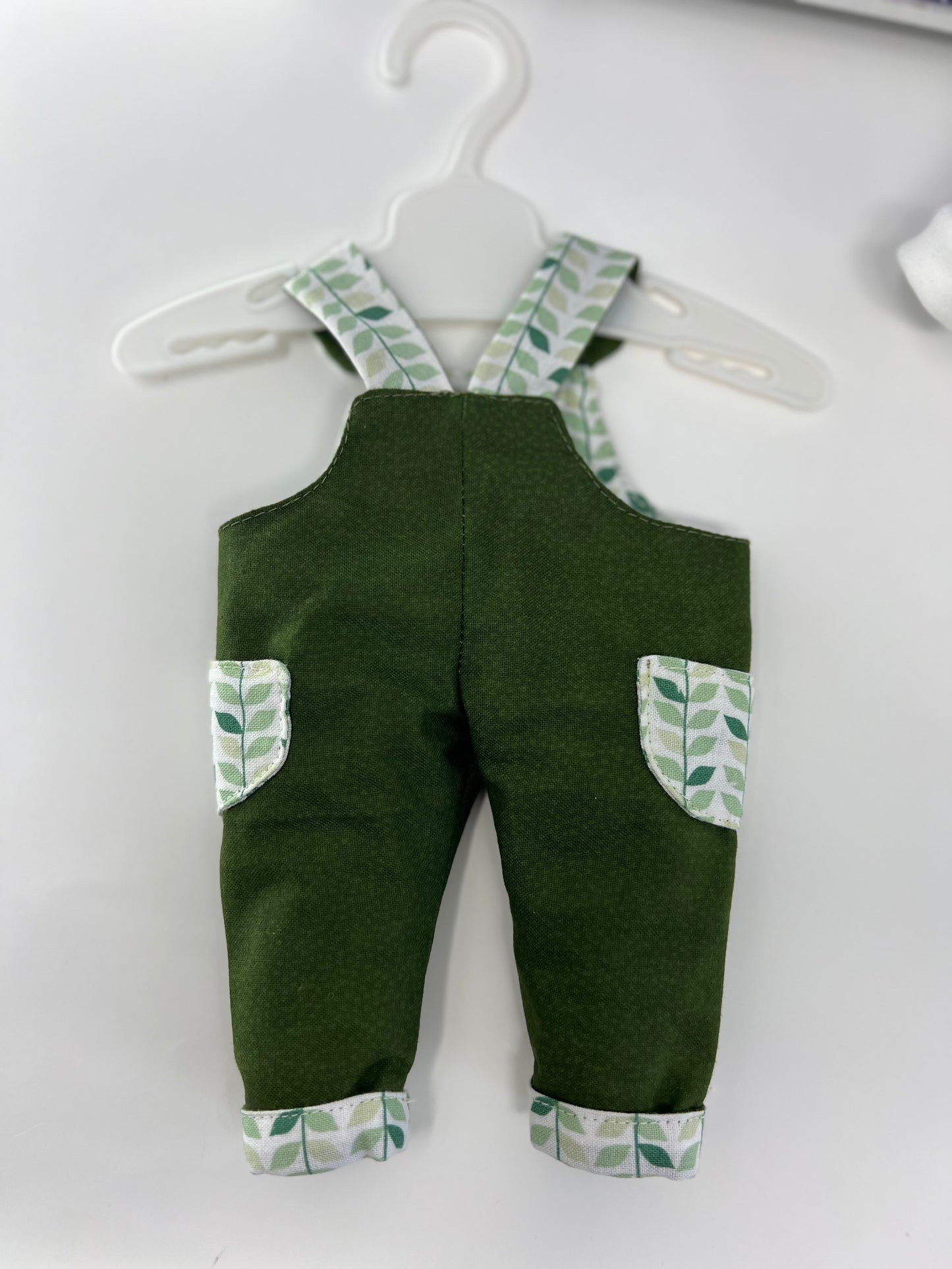 Cute Hugs Handmade Bear in Dark Green Dungarees