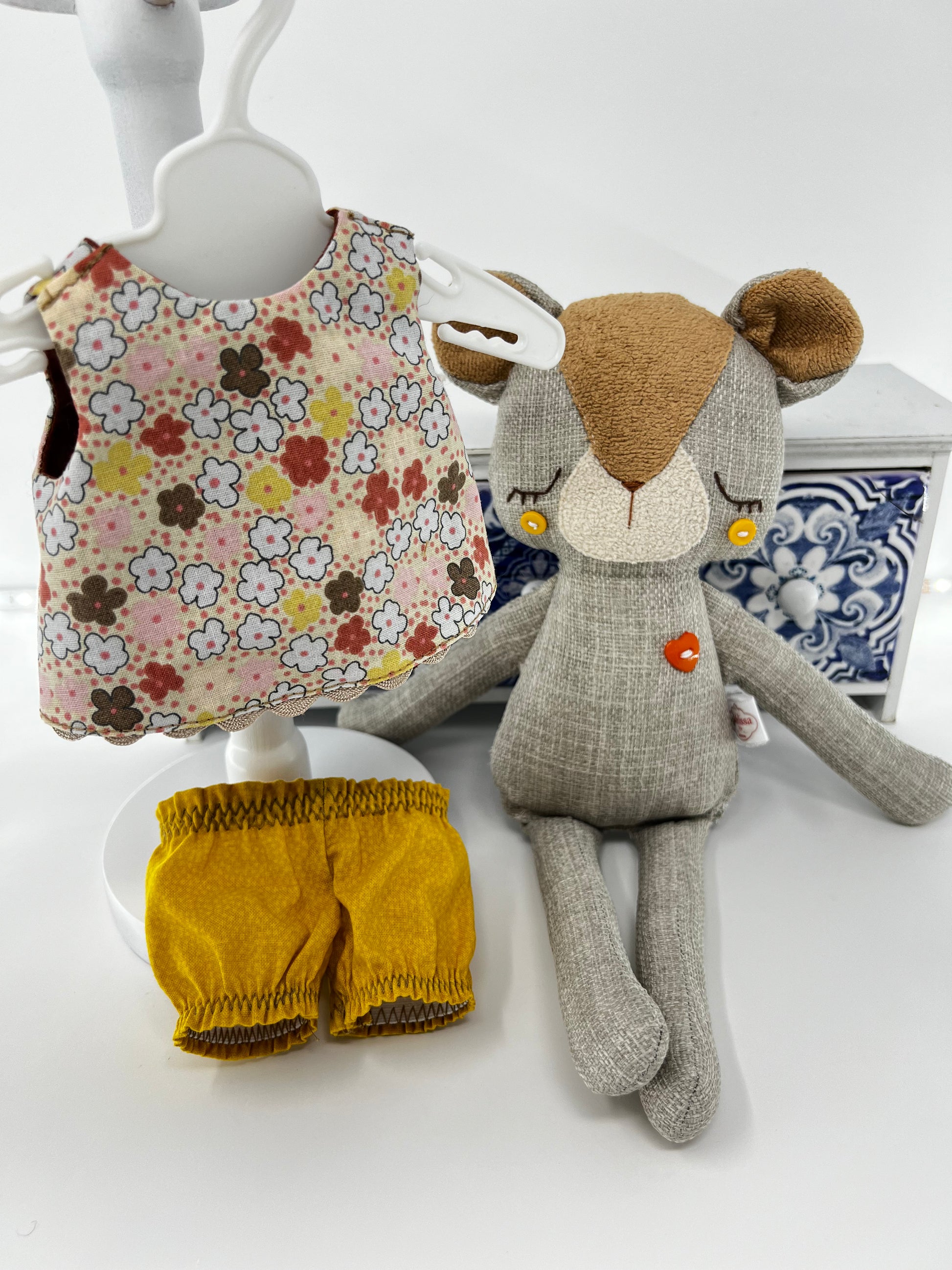 Cute Hugs Handmade Bear in Autumn Floral Outfit