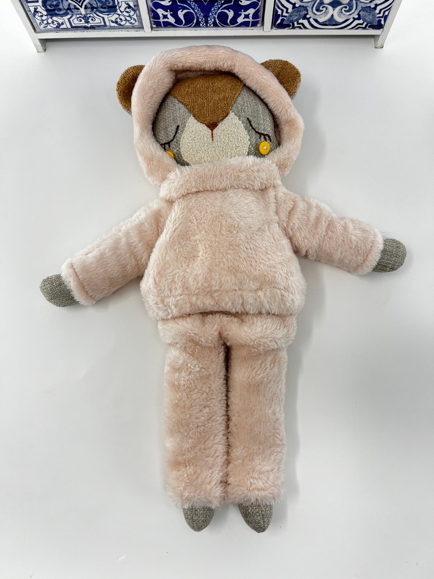 Cute Hugs Bear in Pink Fluffy Hoodie & Trousers