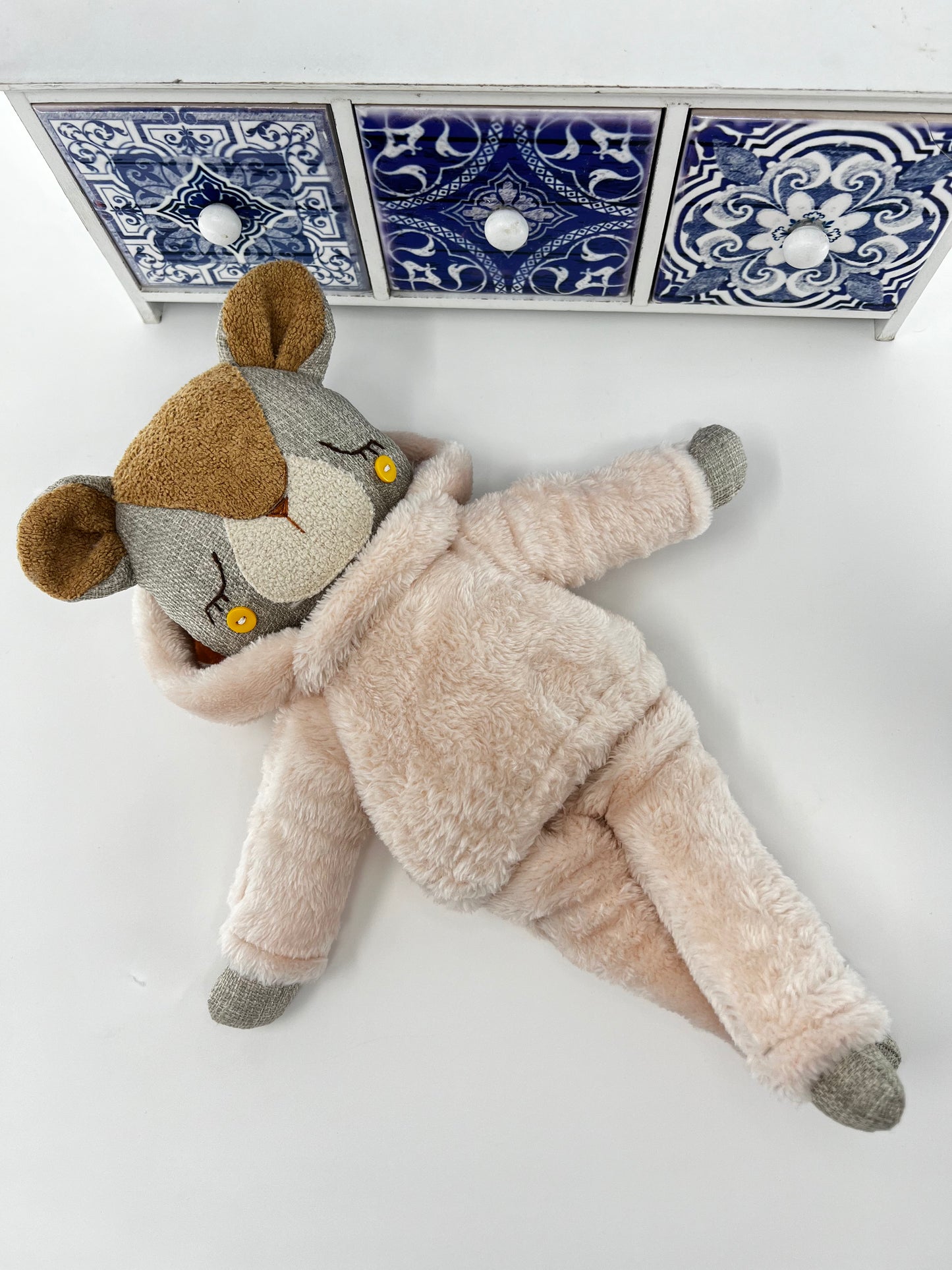 Cute Hugs Bear in Pink Fluffy Hoodie & Trousers