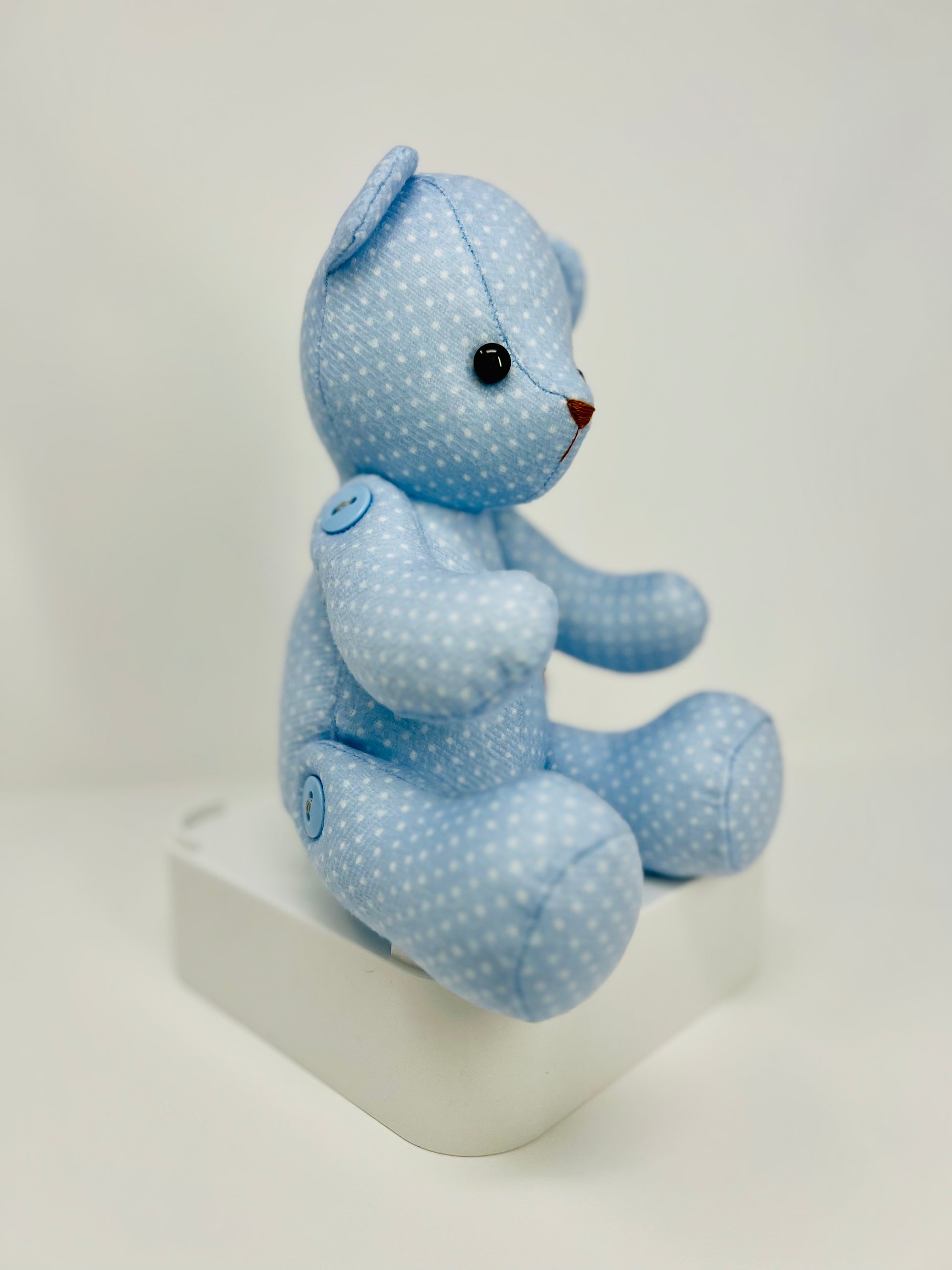 Blue Mini Velvet Polka Dot Teddy Bear