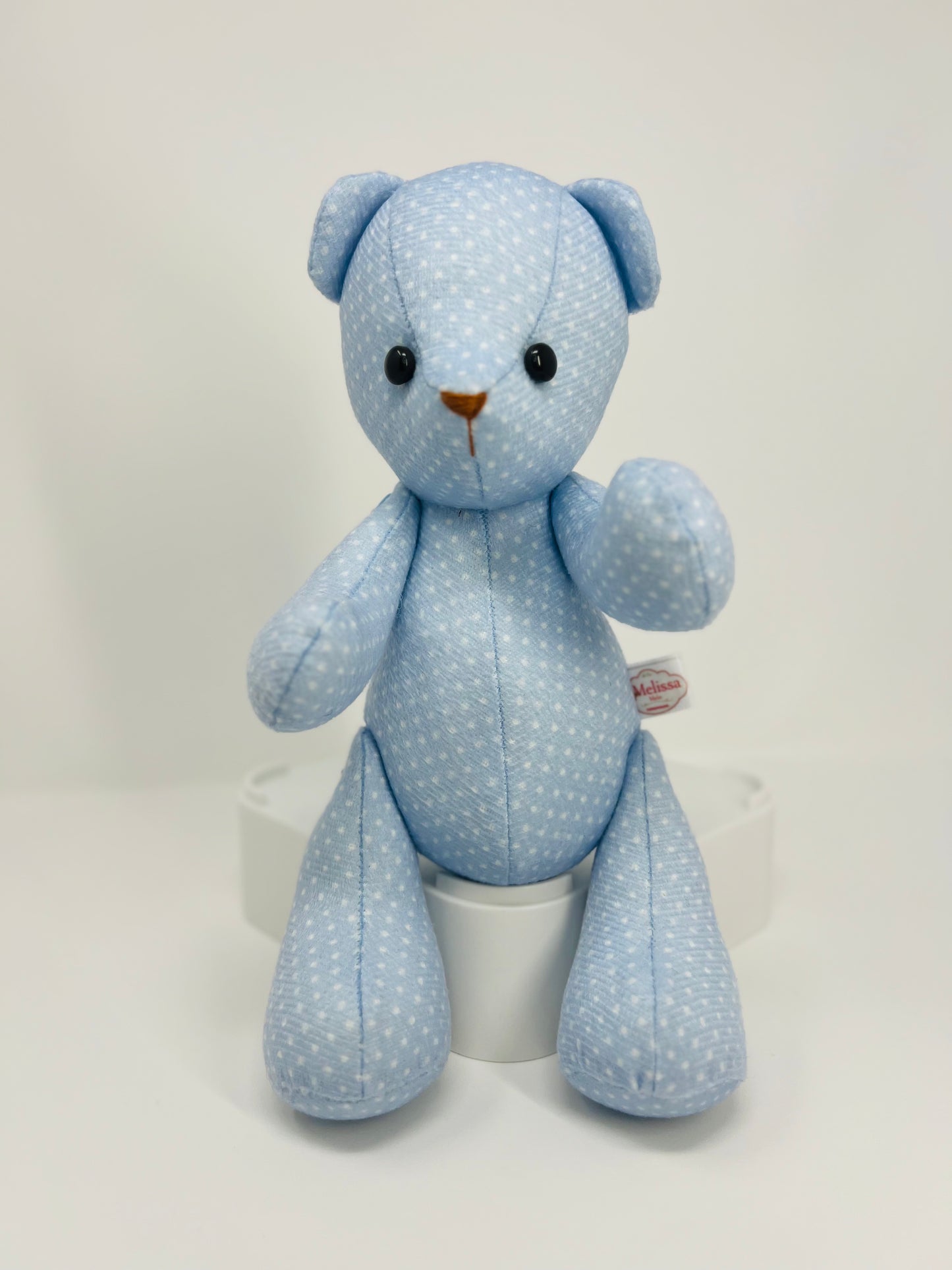 Blue Mini Velvet Polka Dot Teddy Bear