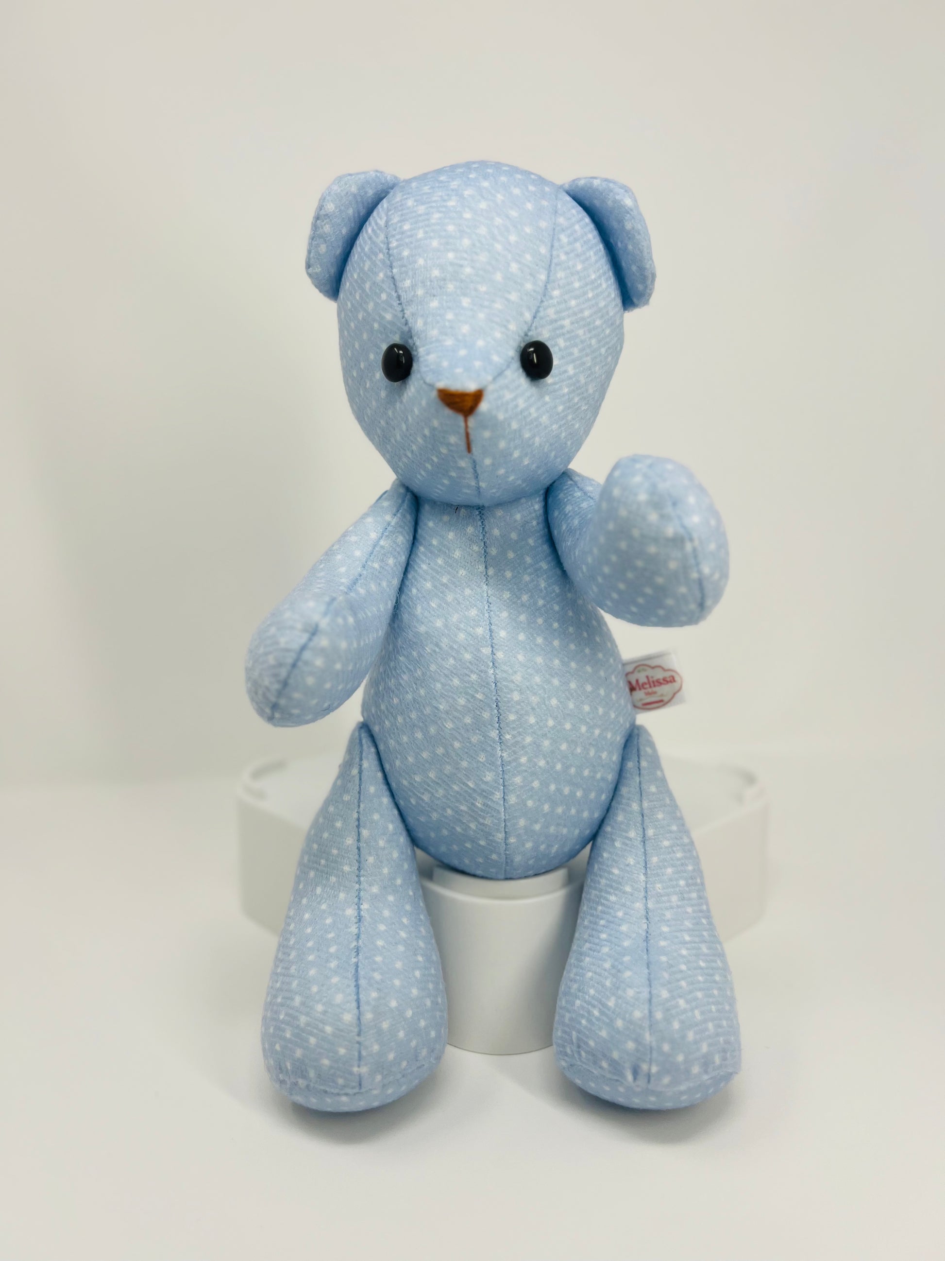 Blue Mini Velvet Polka Dot Teddy Bear