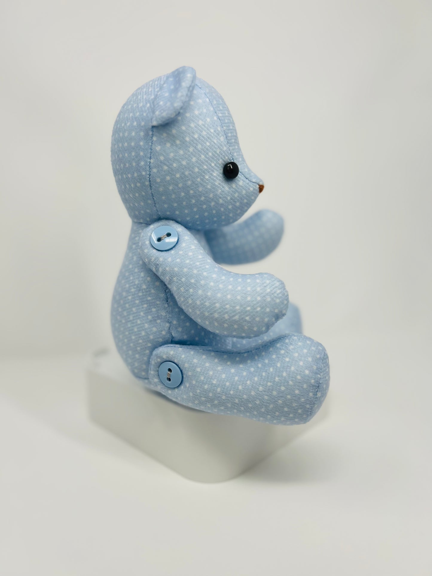 Blue Mini Velvet Polka Dot Teddy Bear