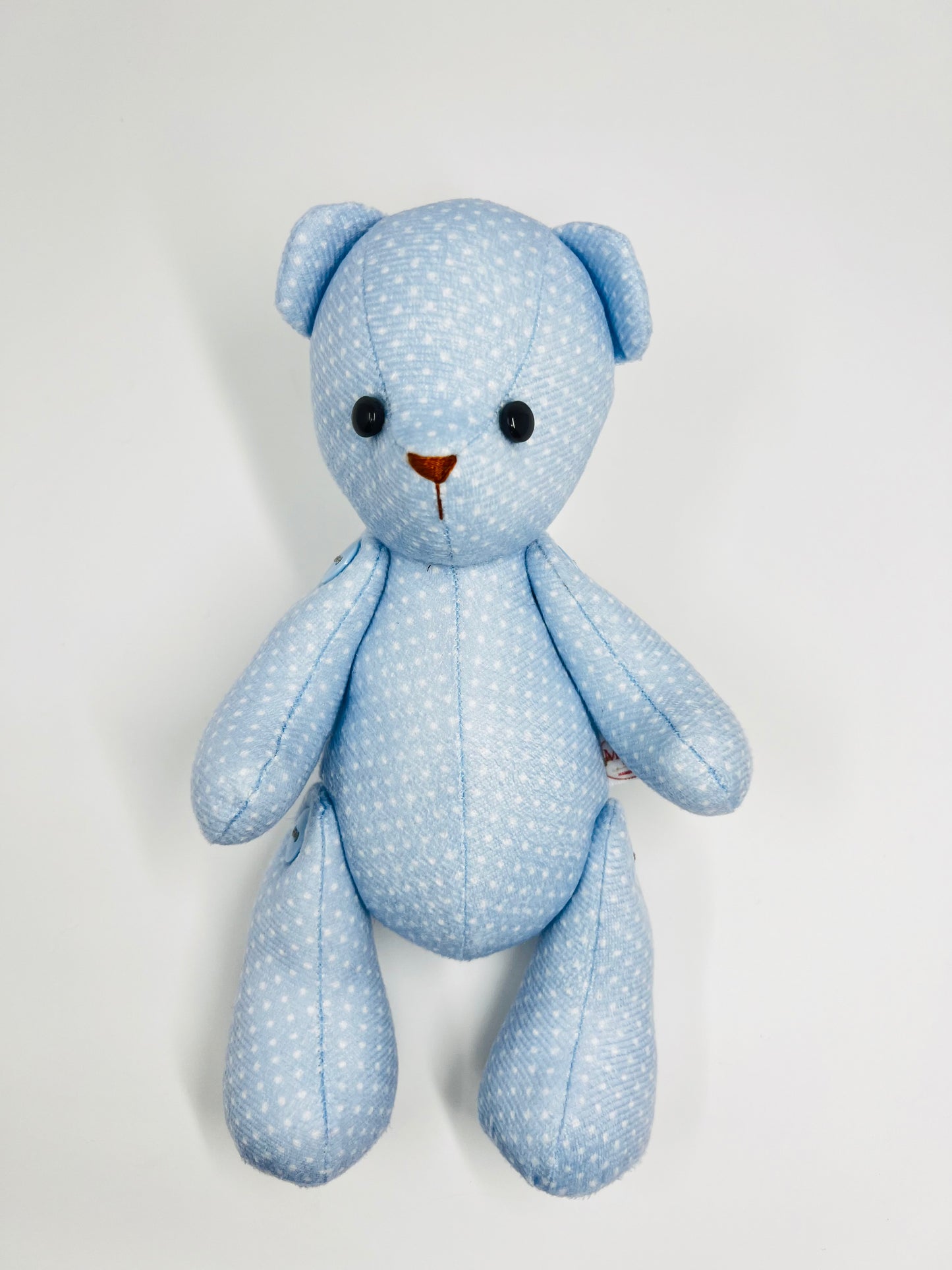 Blue Mini Velvet Polka Dot Teddy Bear