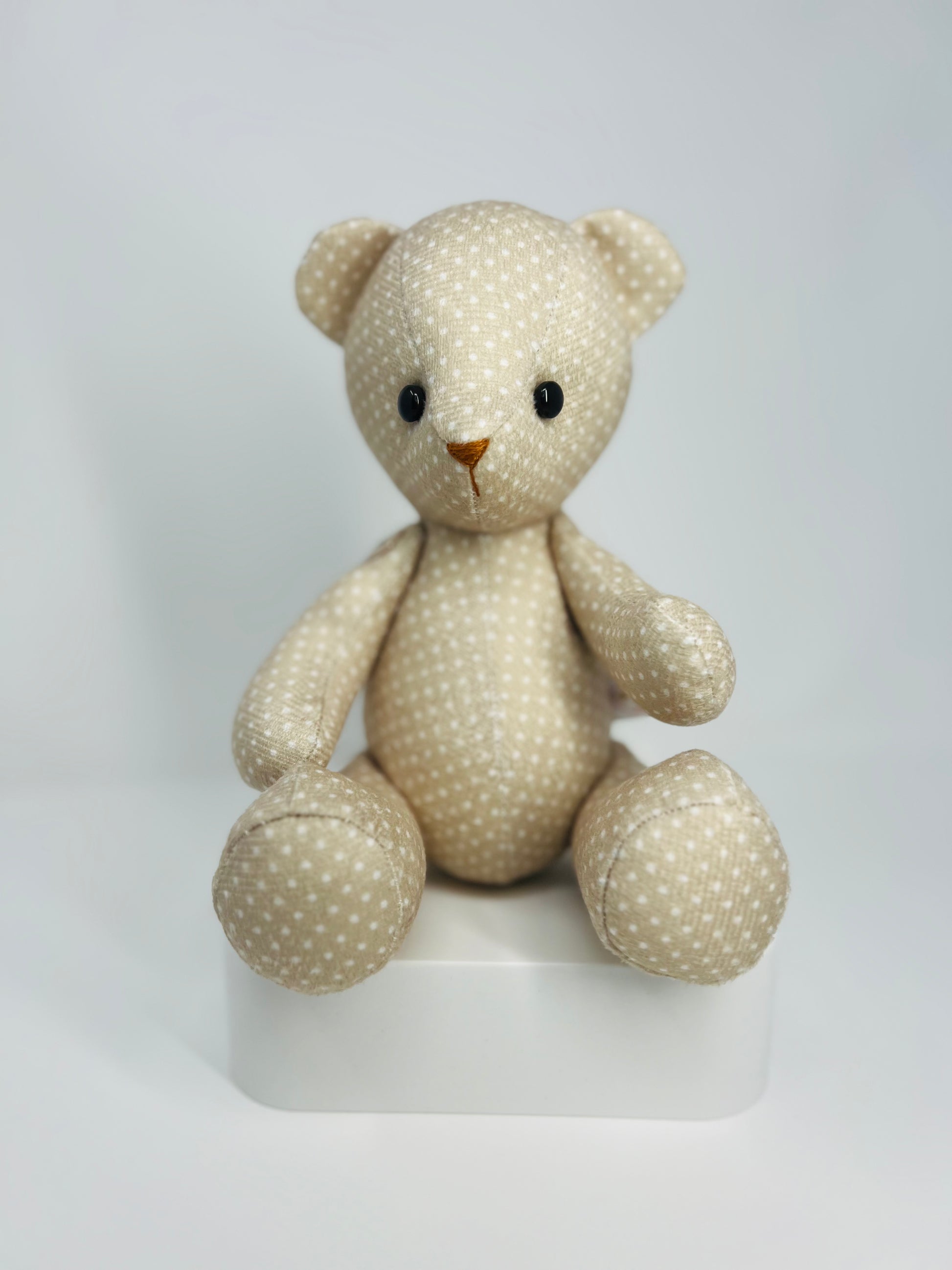 Beige Velvet Polka Dot Teddy Bear