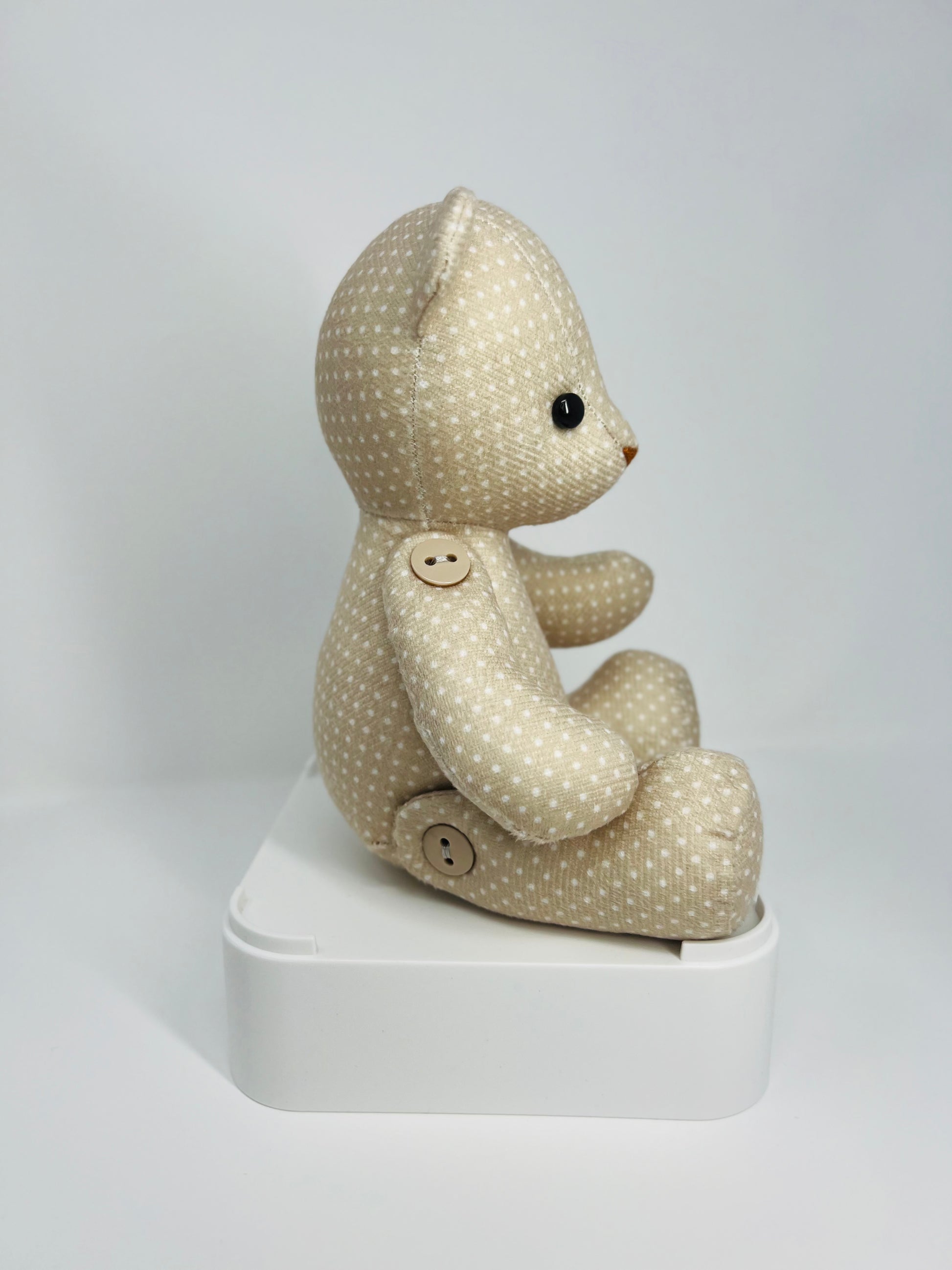 Beige Velvet Polka Dot Teddy Bear