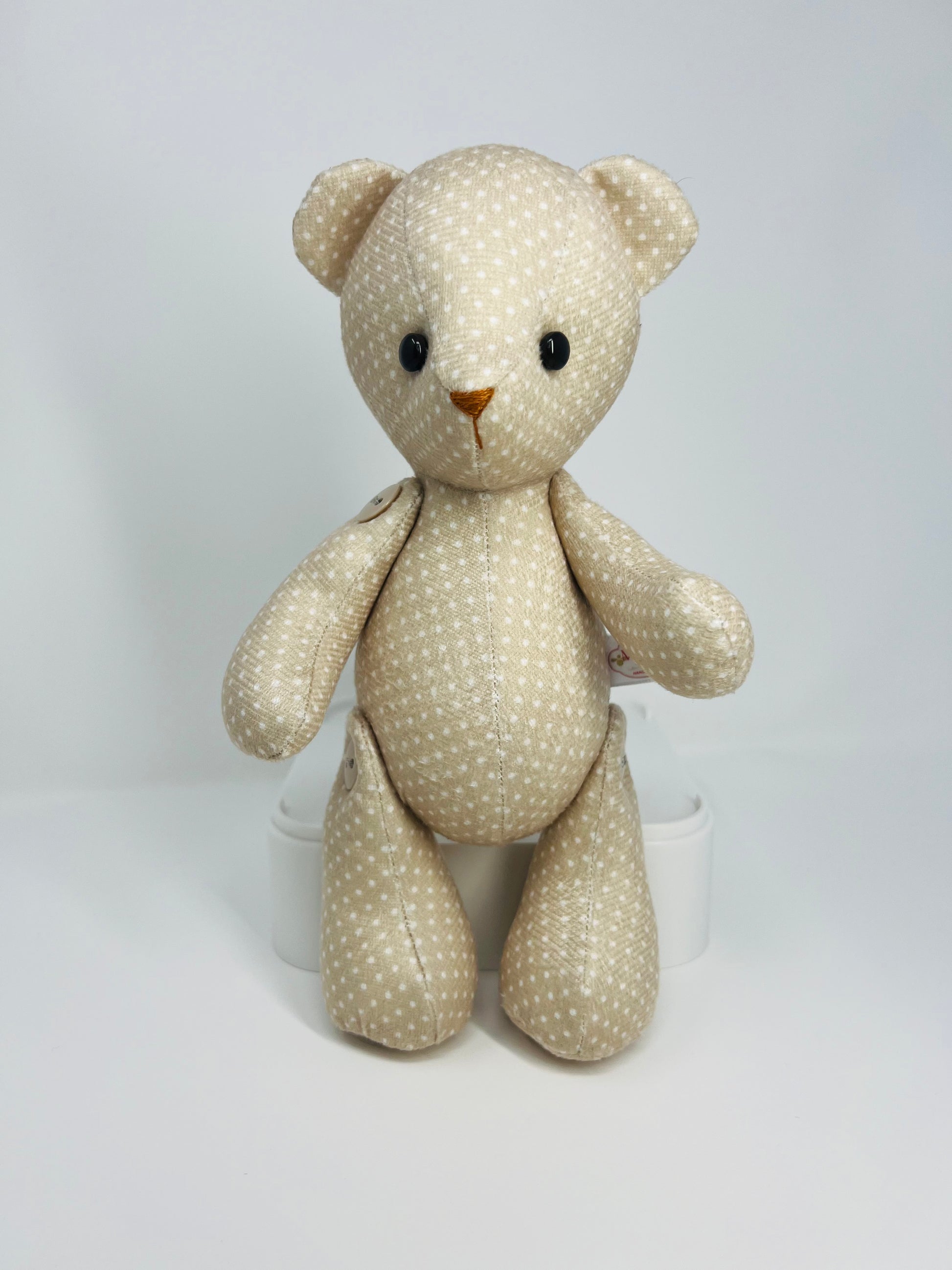 Beige Velvet Polka Dot Teddy Bear