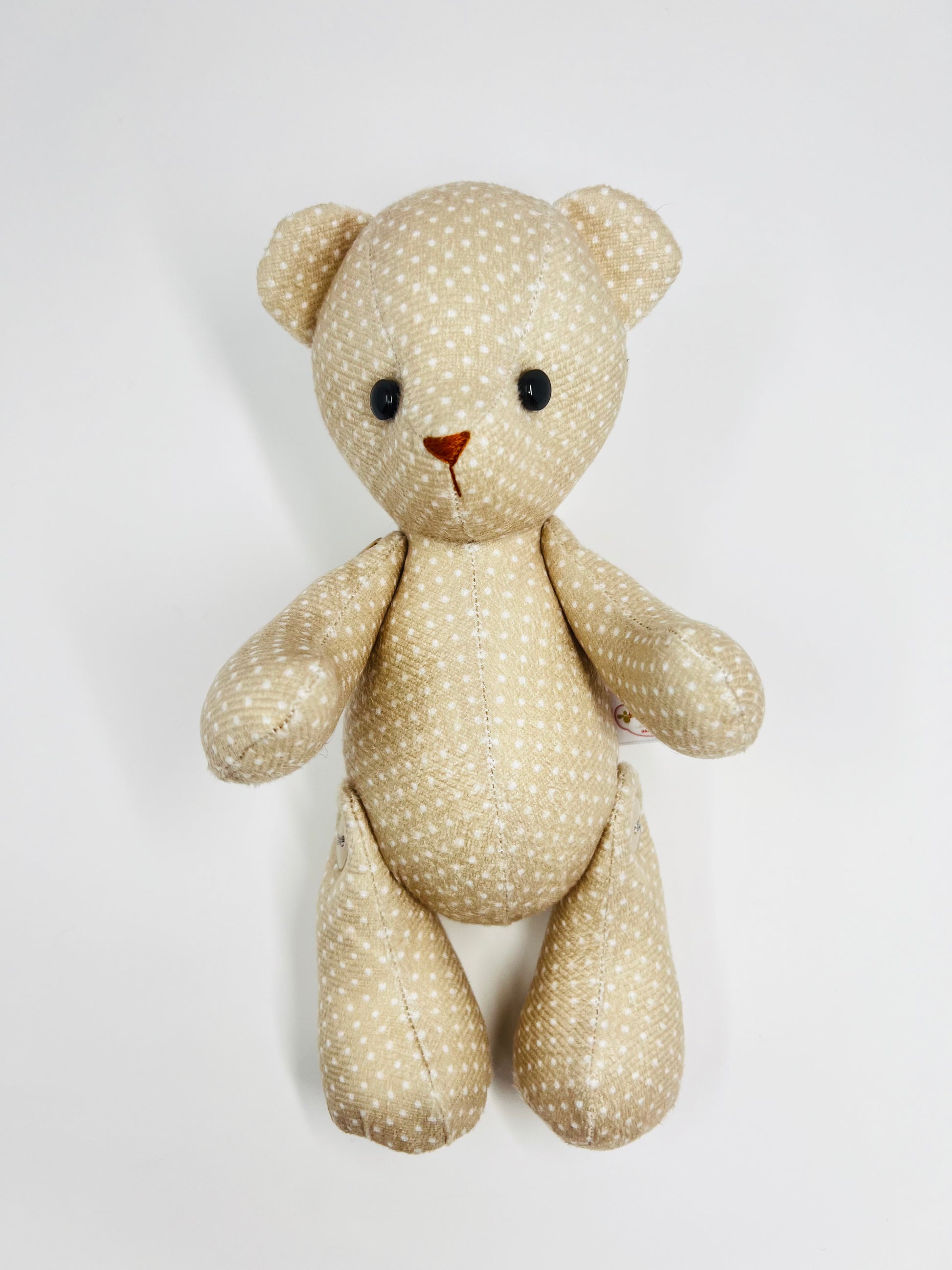 Beige Velvet Polka Dot Teddy Bear