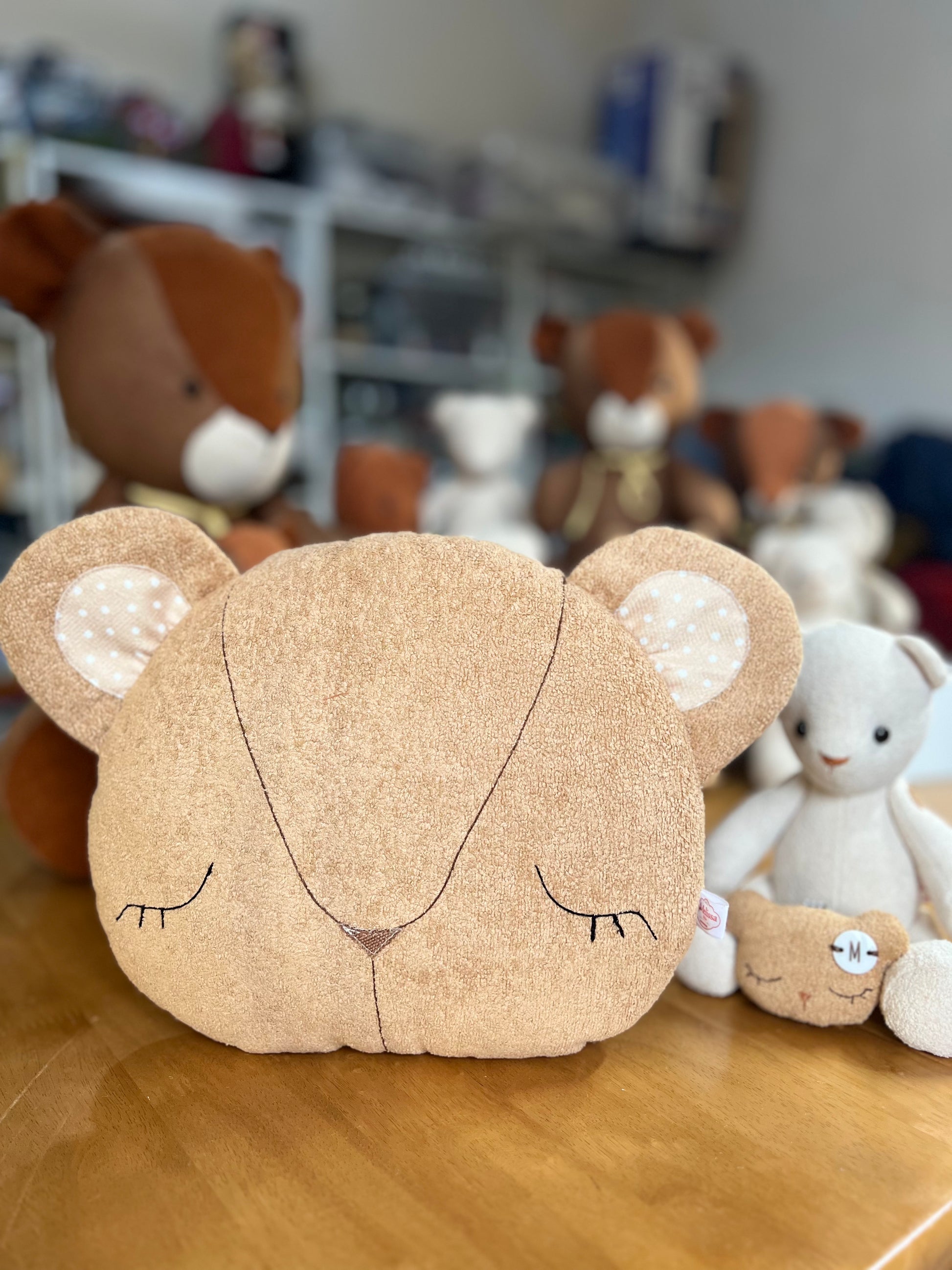 Handmade Teddy Bear Cushion for Nursery Décor