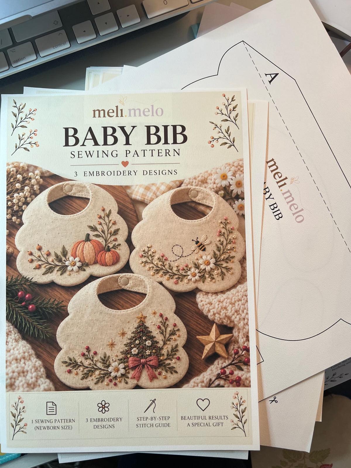 Meli Melo Baby Bib Pattern - PDF Download