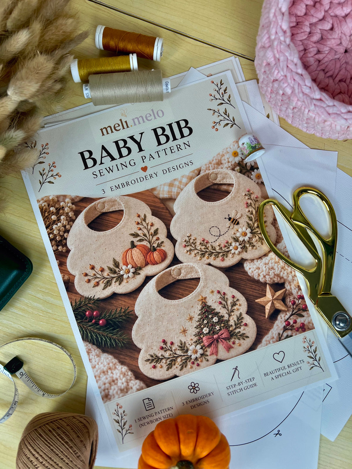 Meli Melo Baby Bib Pattern - PDF Download