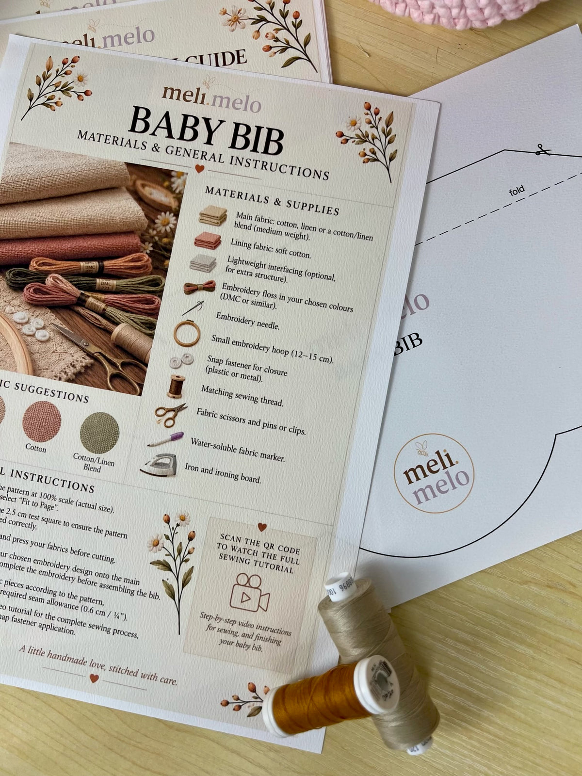 Meli Melo Baby Bib Pattern - PDF Download
