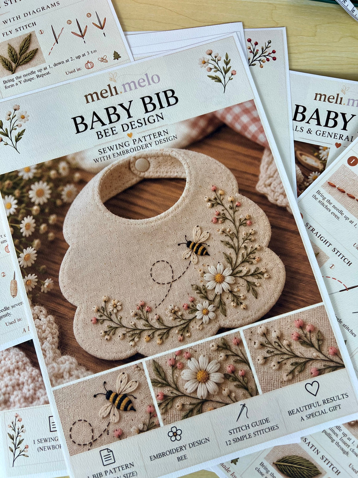 Meli Melo Baby Bib Pattern - PDF Download