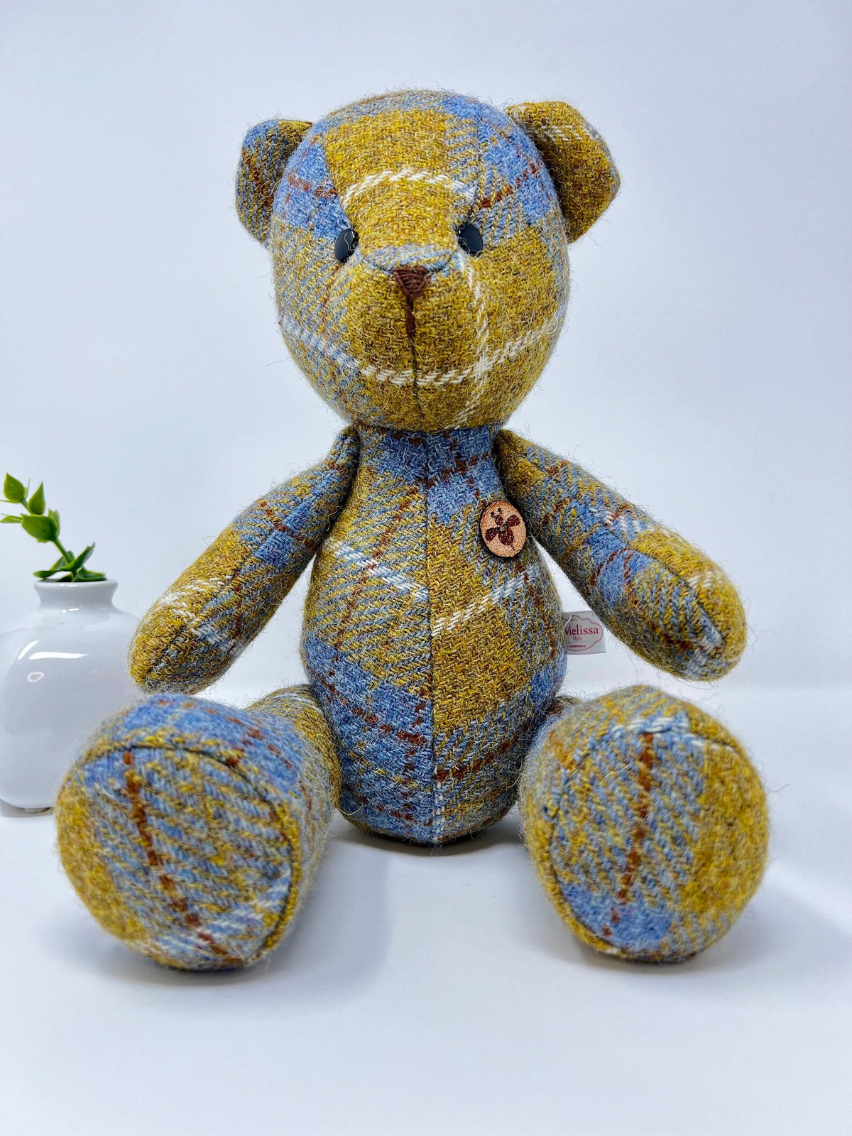 Blue Mustard Harris Tweed Teddy Bear